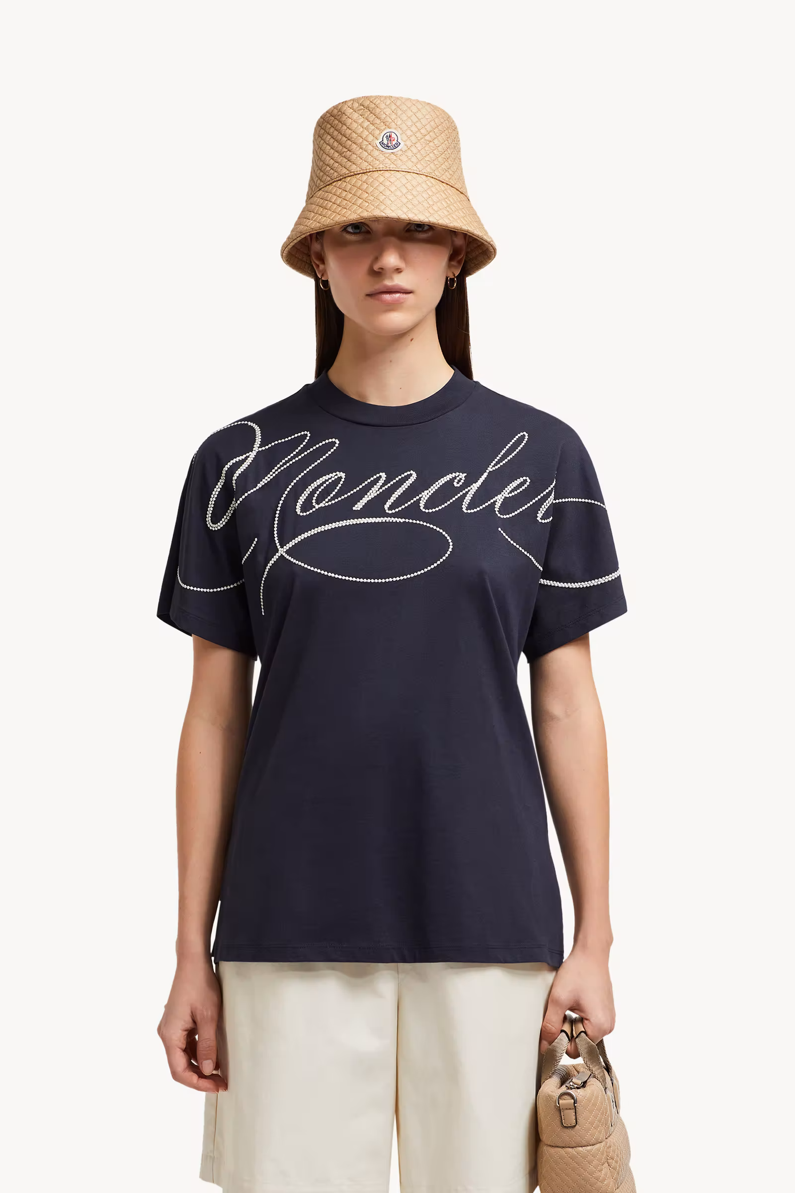 Embroidered Cursive Logo Cotton T-Shirt