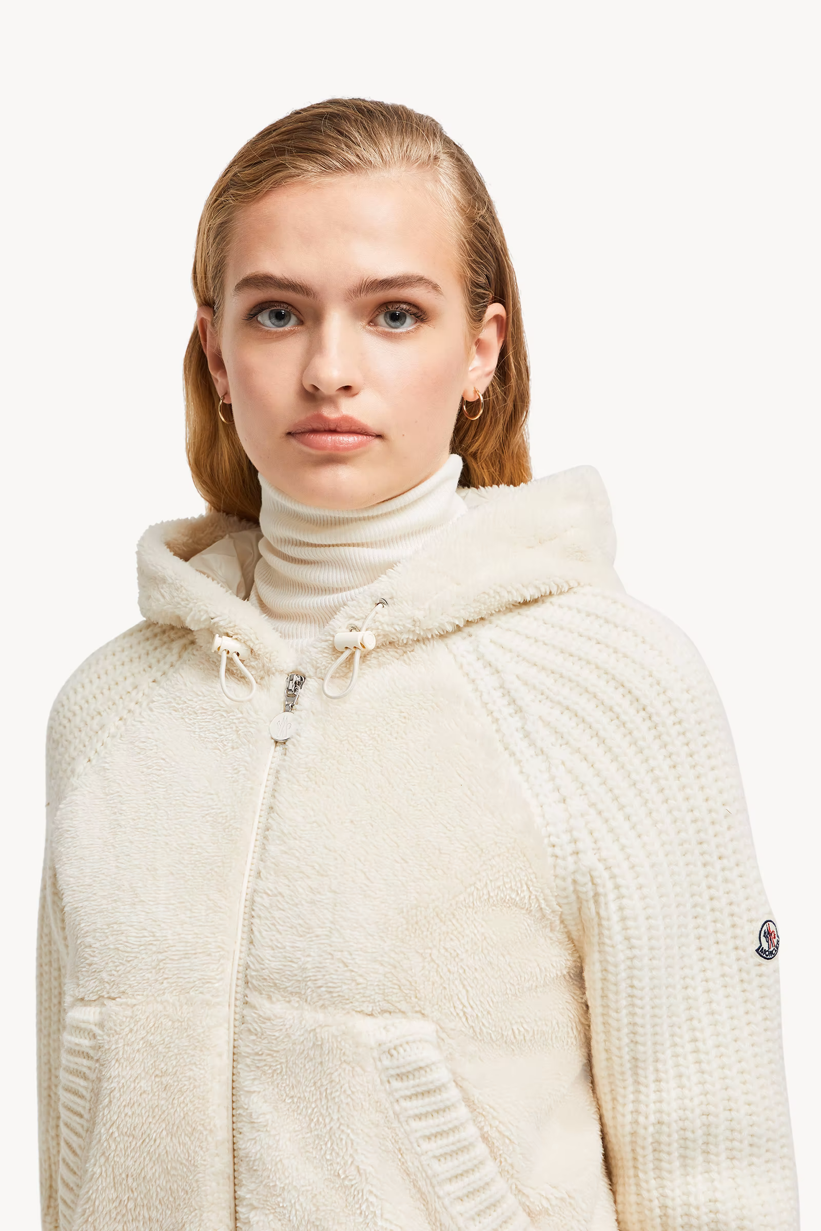 Padded Wool & Teddy Zip-up Hoodie