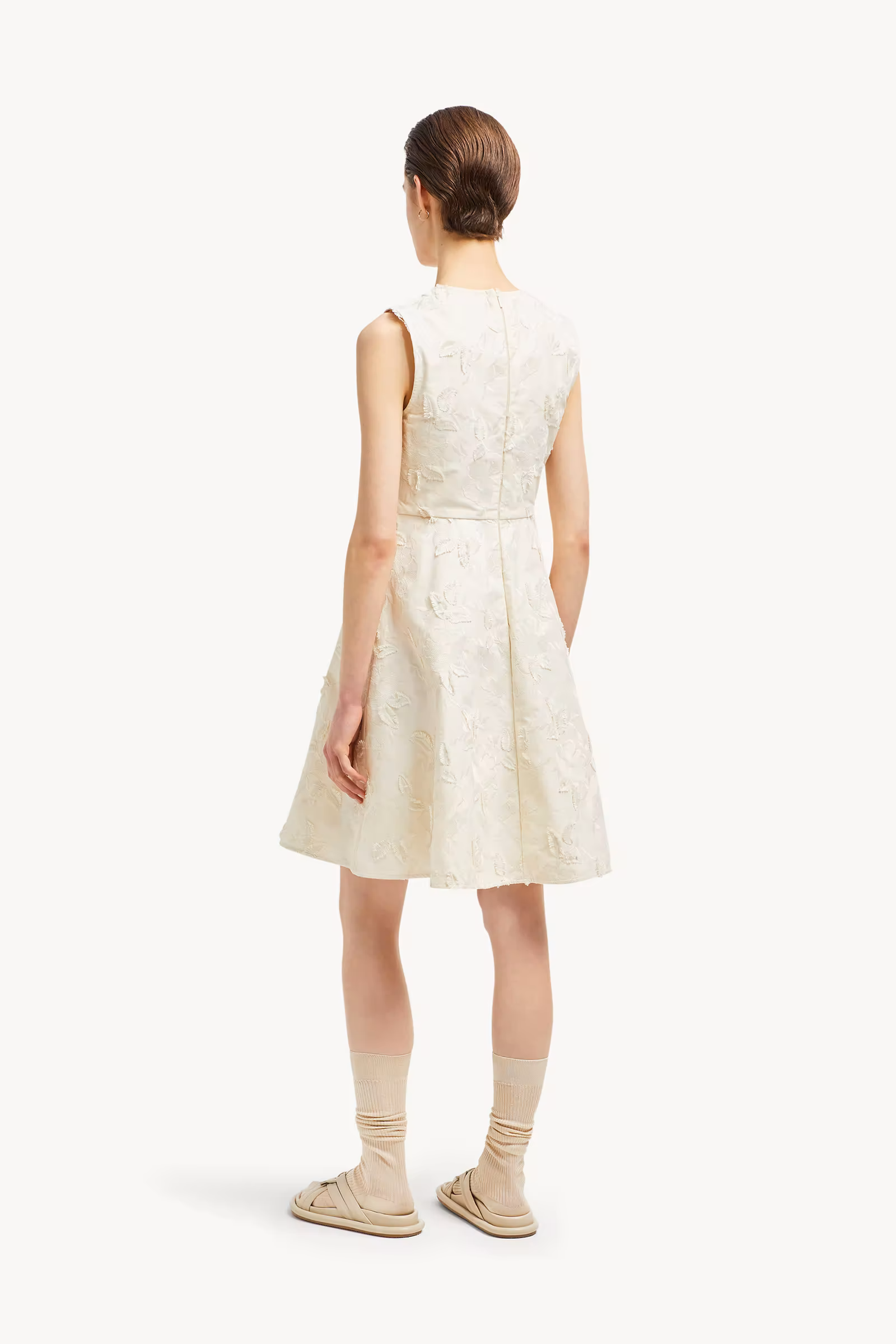 Textured Floral Gabardine Dress