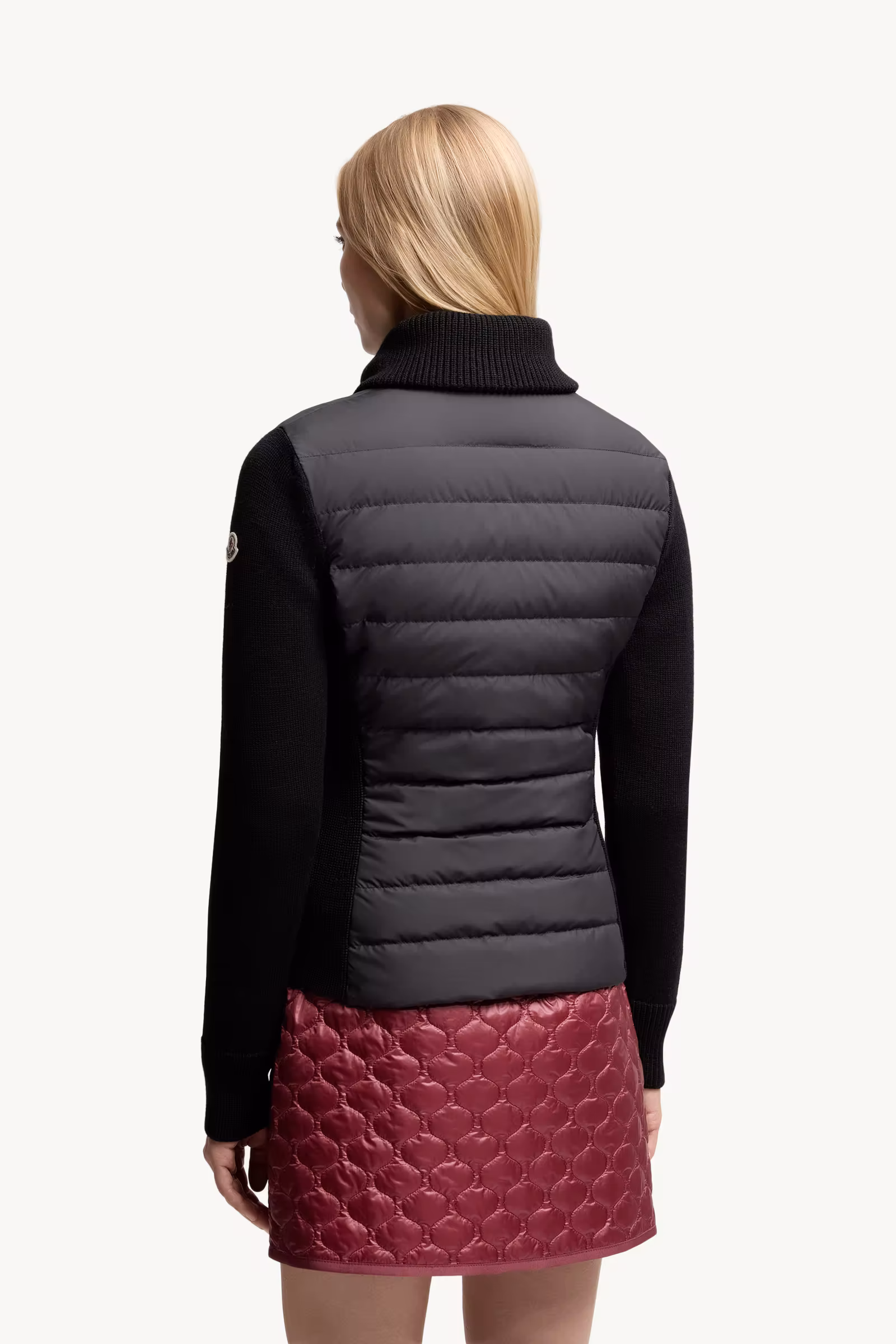 Padded Wool Zip-Up Cardigan