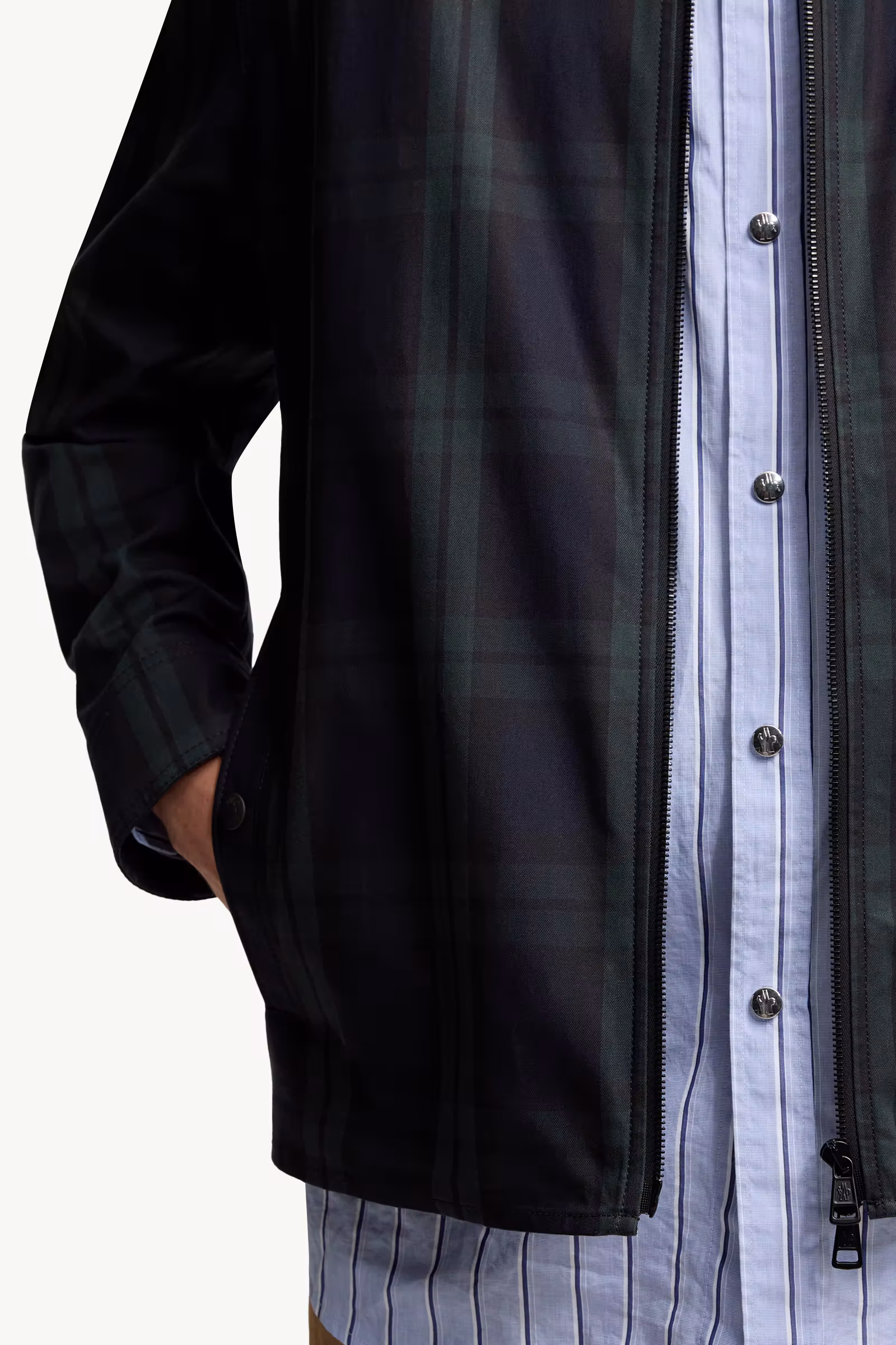 Checked Cotton Gabardine Long Sleeve Shirt