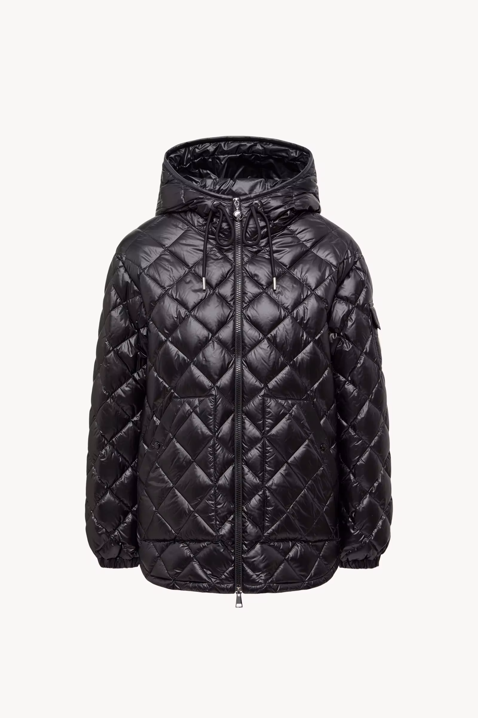 Diamond-Quilted Hooded Short Down Jacket