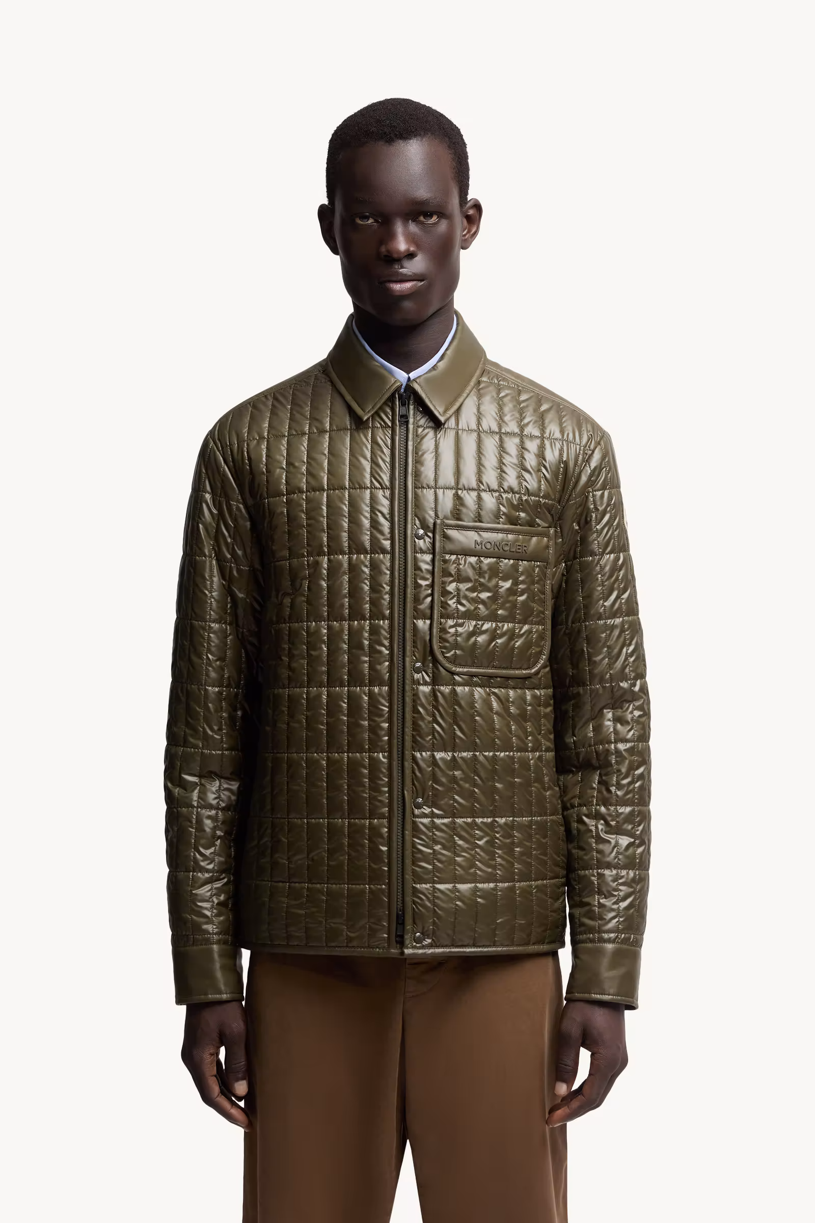 Madiere Vertical-Quilted Padded Shirt Jacket