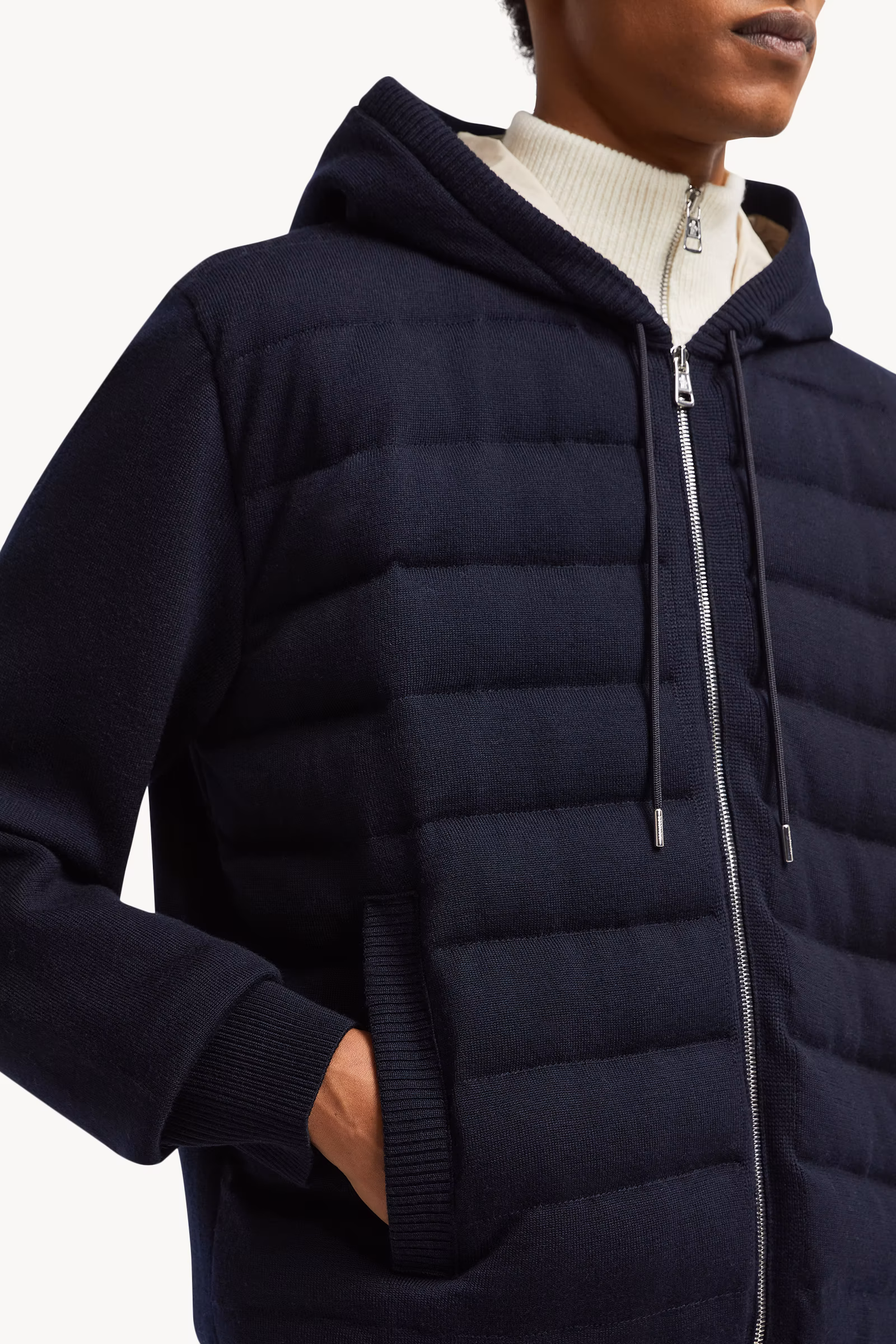 Padded Wool Zip-up hoodie