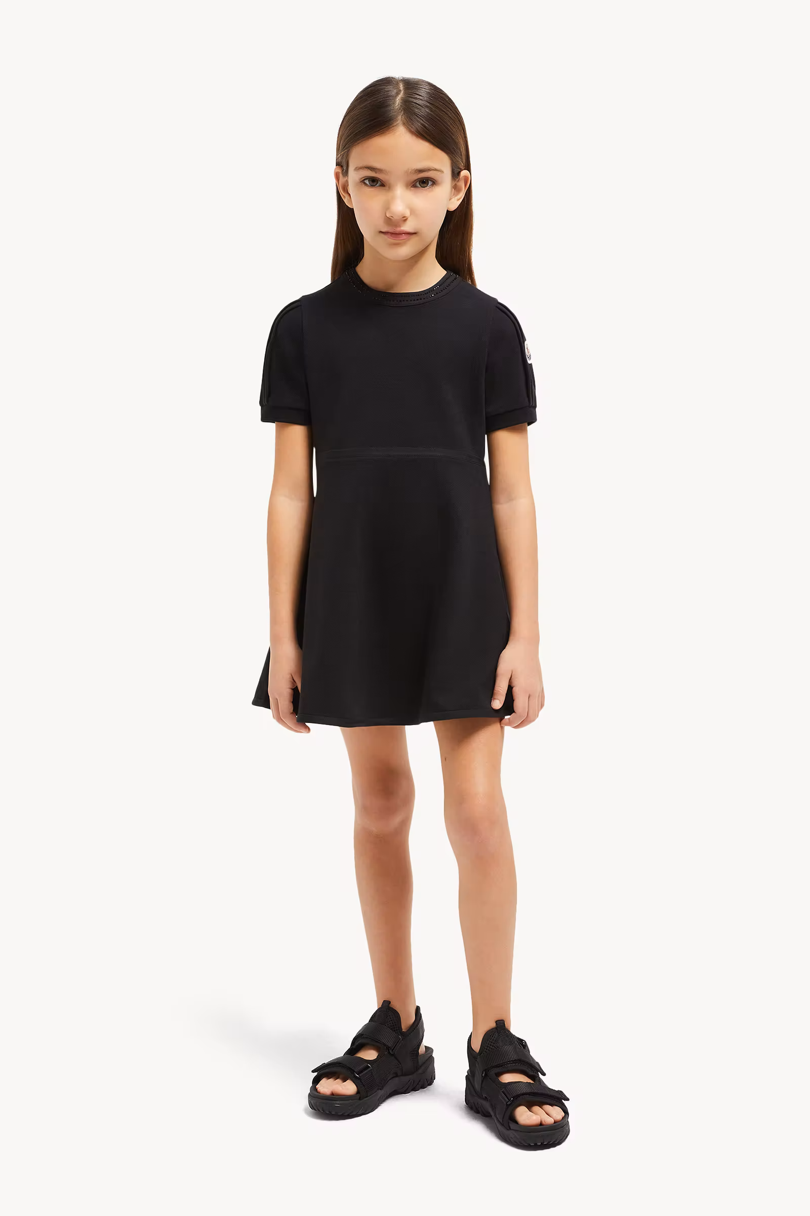 Rhinestones Cotton Piquet Polo Dress