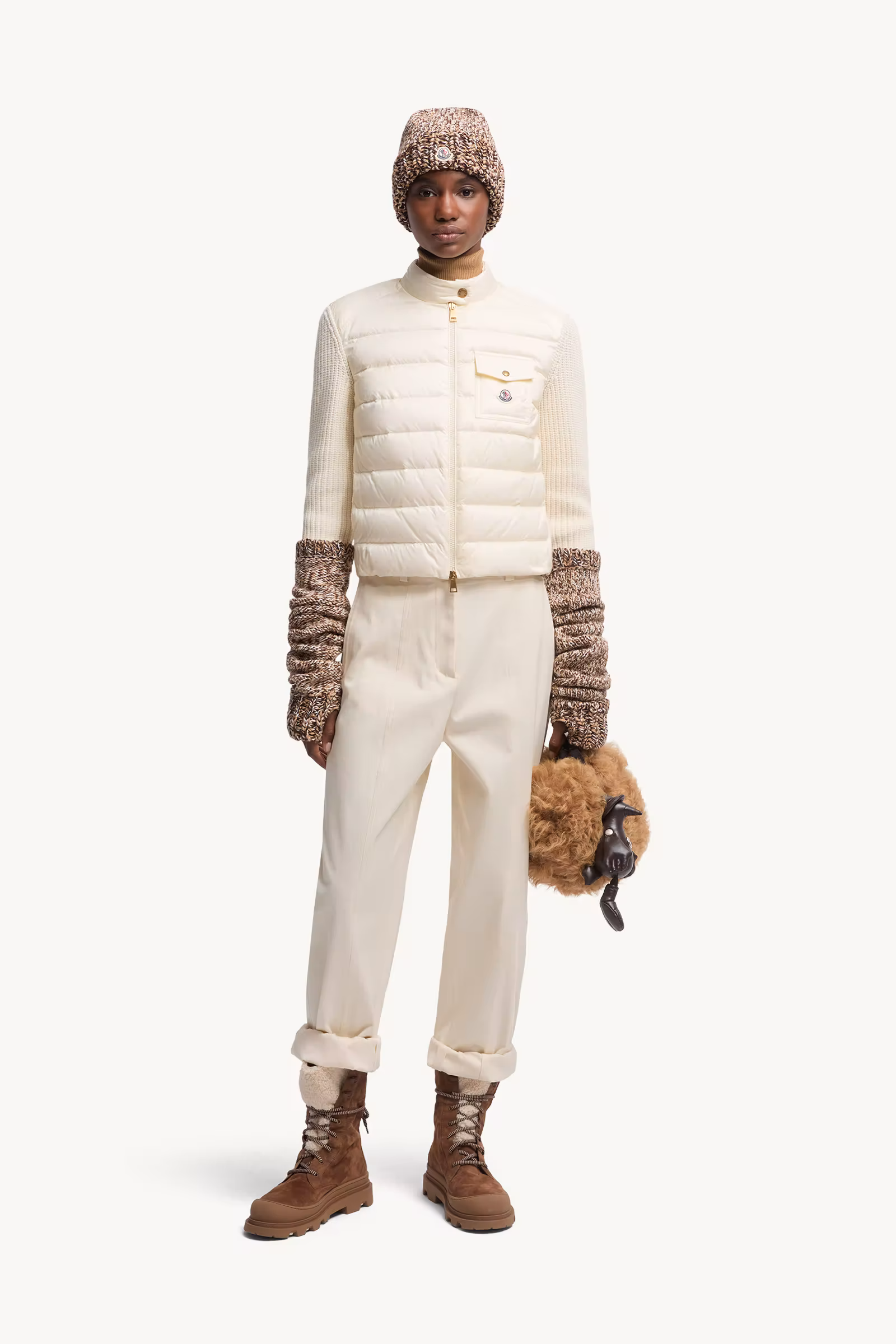 Padded Wool Zip-Up Cardigan