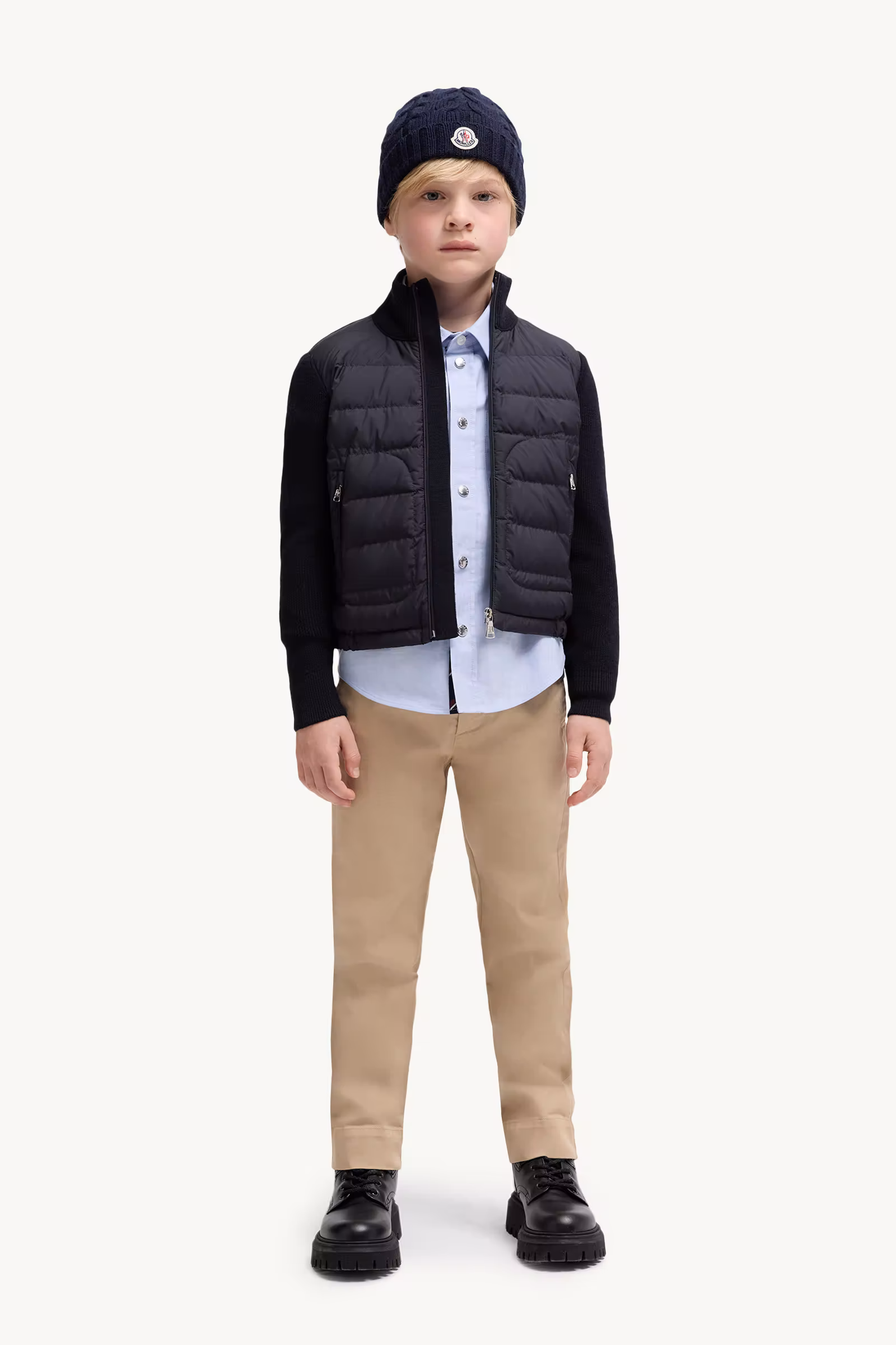 Padded Wool Blend Zip-Up Cardigan