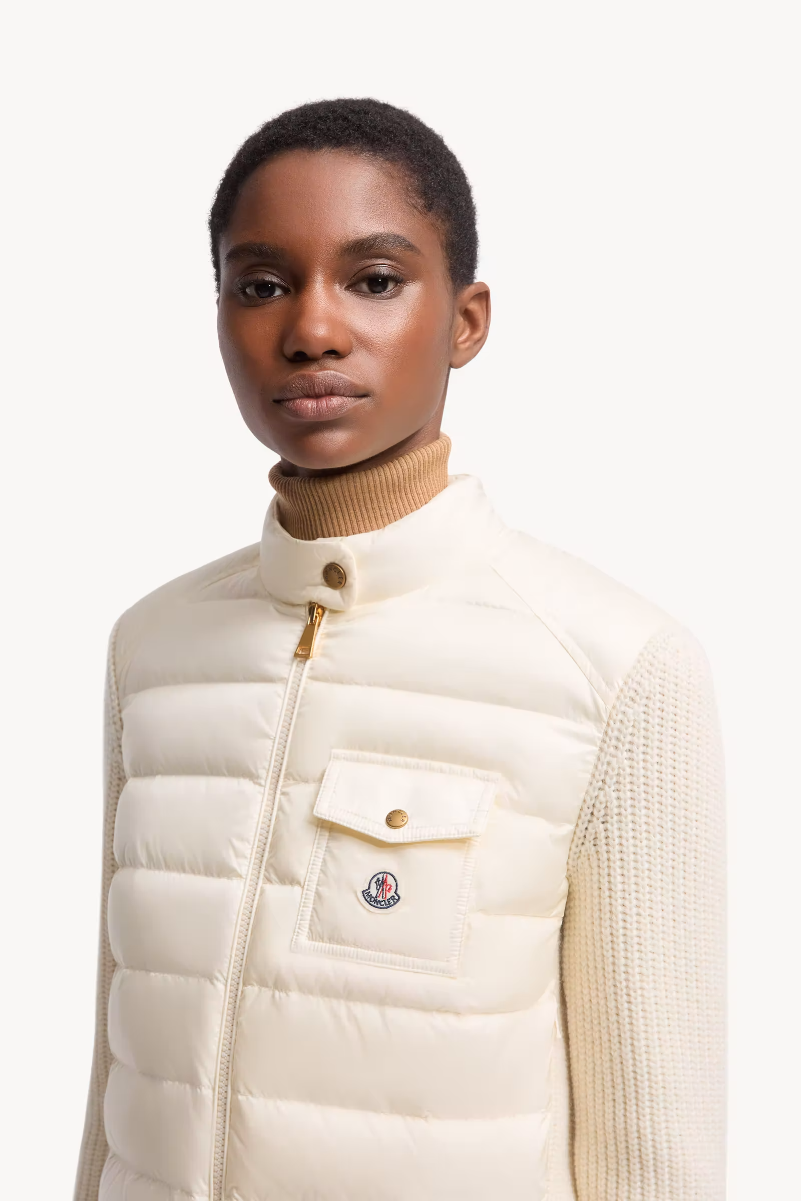 Padded Wool Zip-Up Cardigan