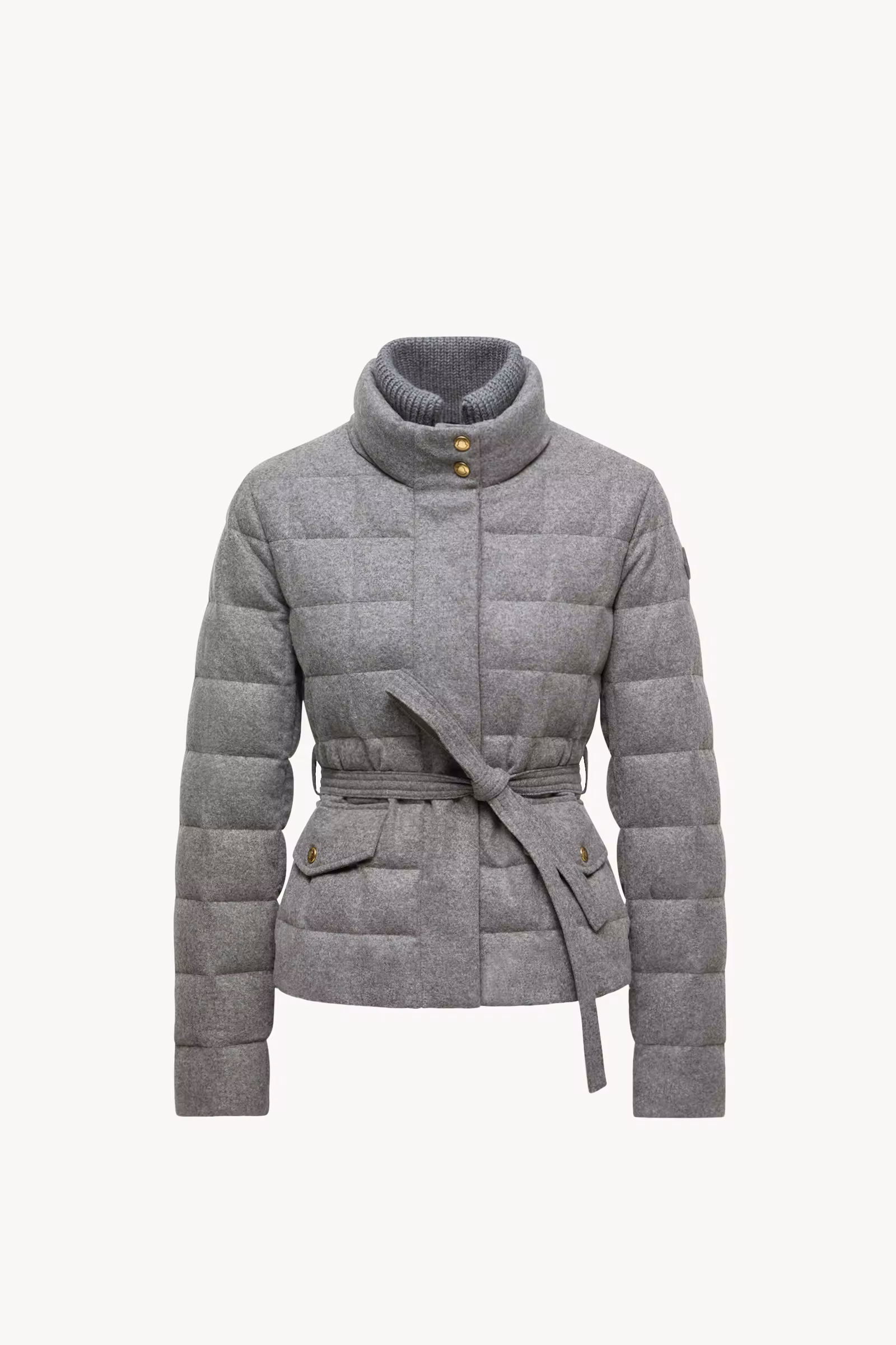Bussettes Wool Blend Belted Short Down Jacket