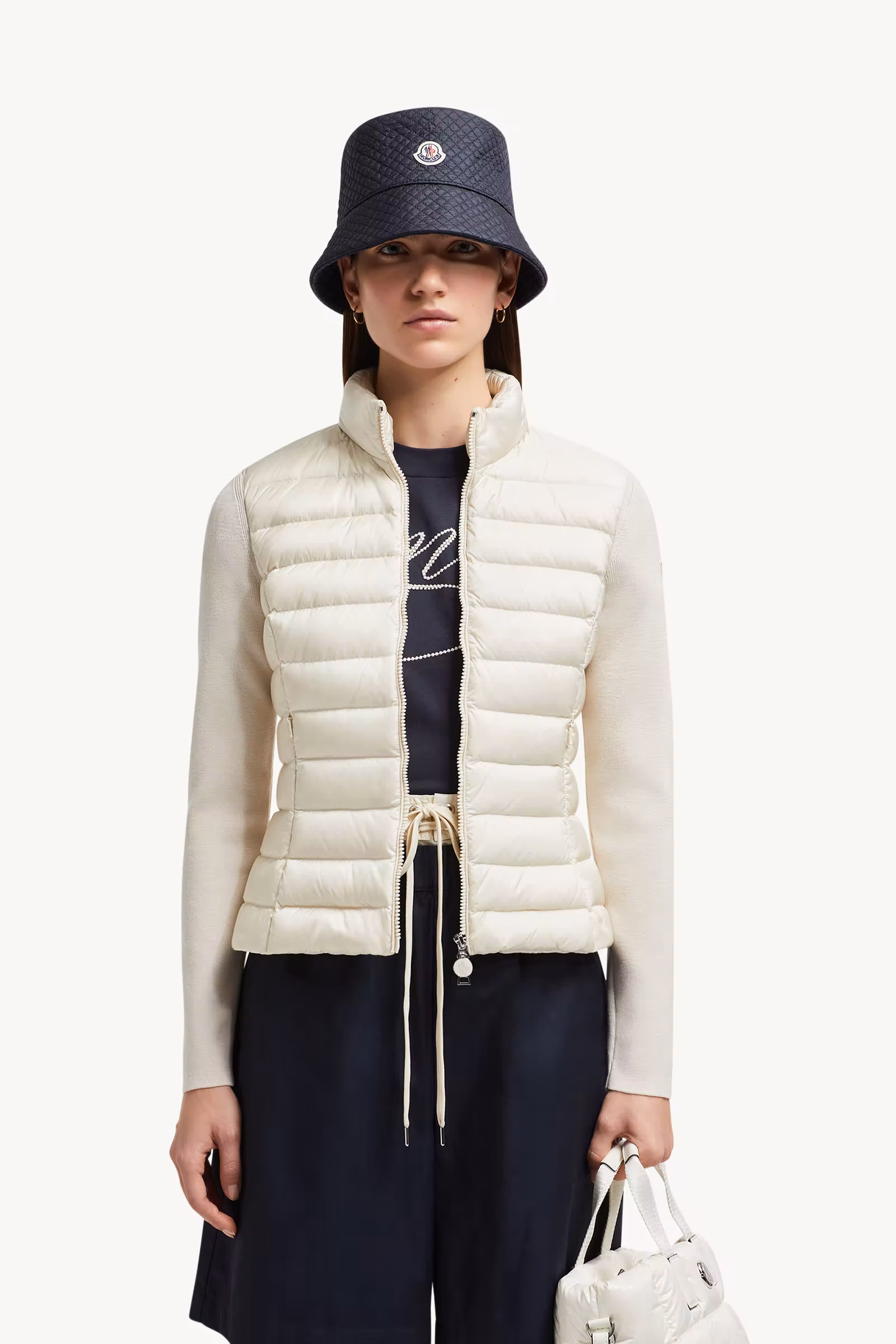 Padded Wool Zip-Up Cardigan