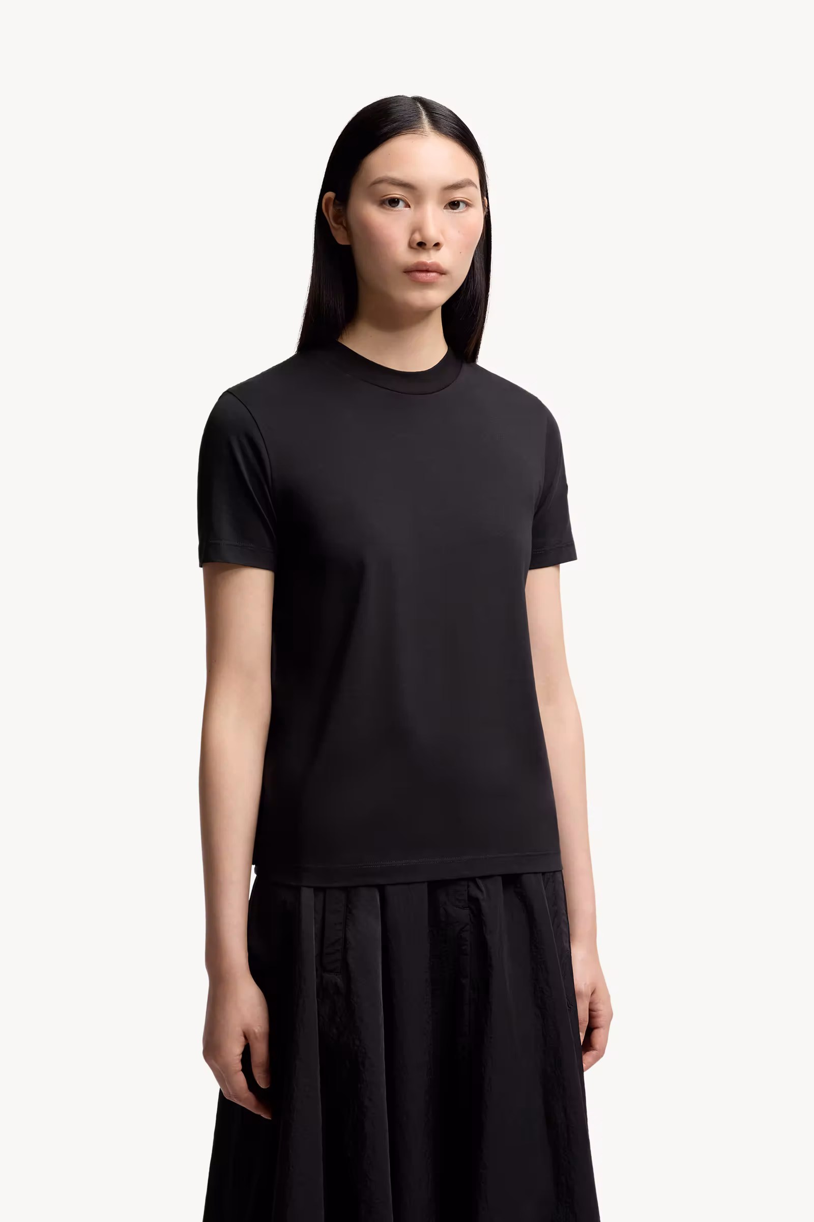 Pleated Back Cotton T-Shirt