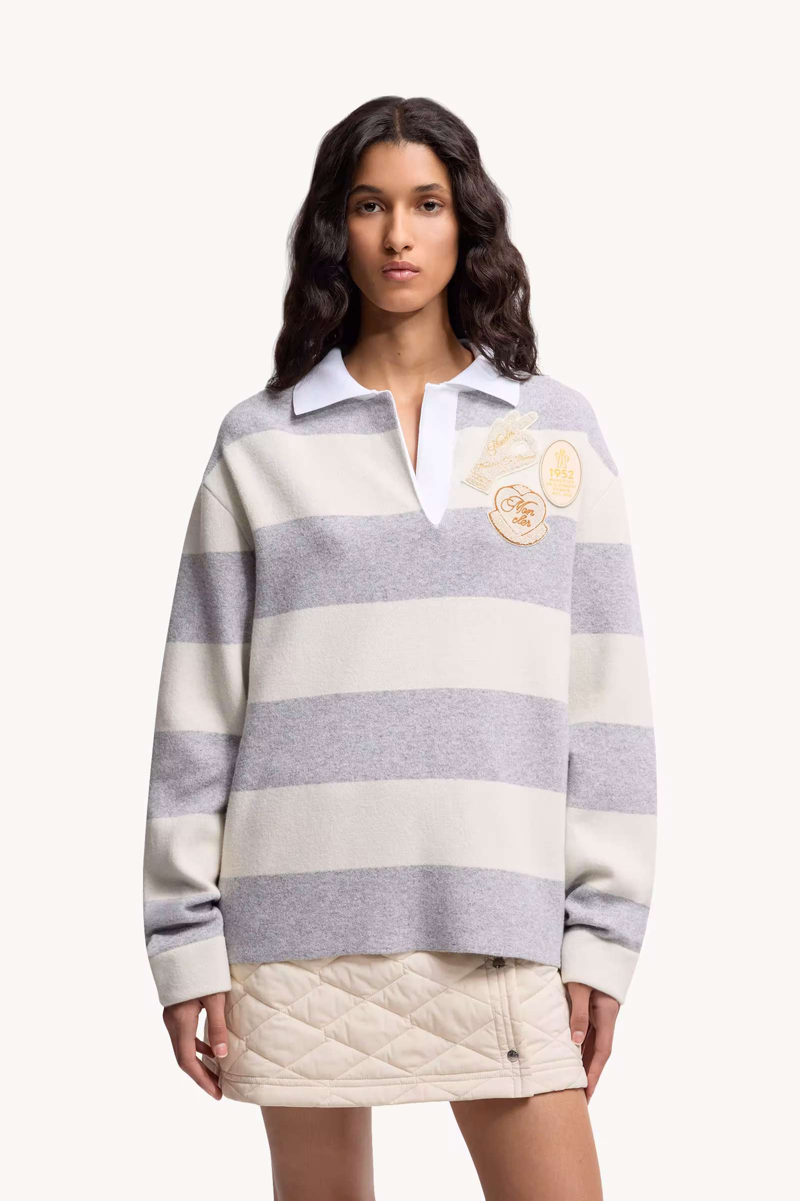 Striped Long Sleeve Wool Polo Shirt