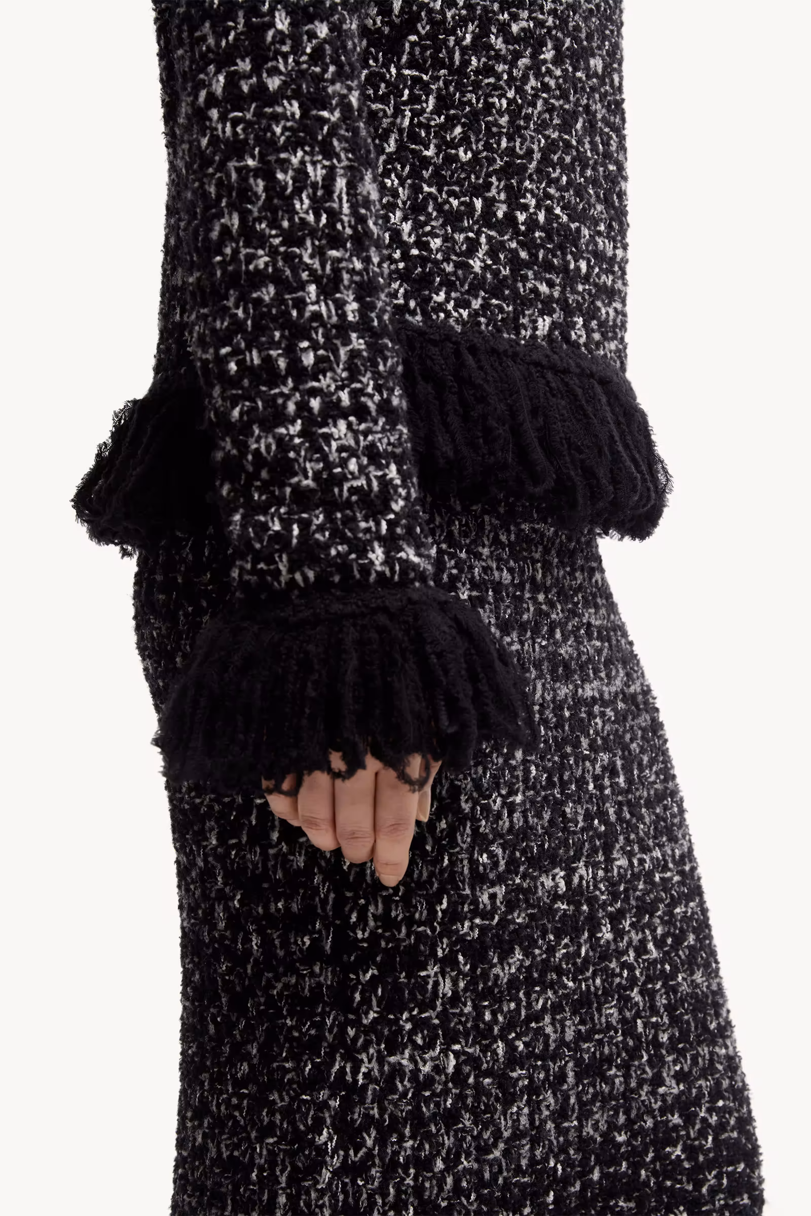 Fringe-Trim Wool Blend Sweater
