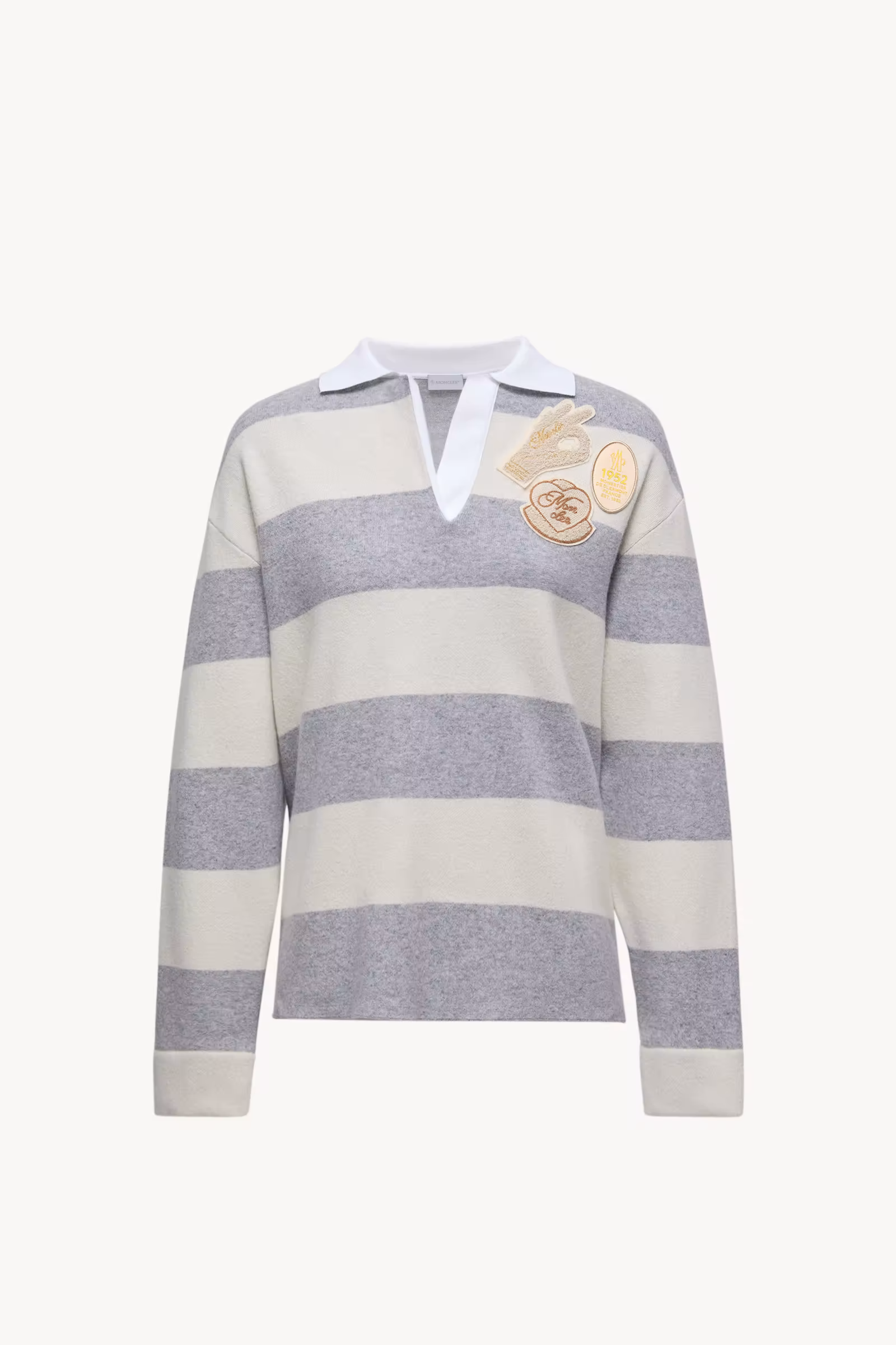 Striped Long Sleeve Wool Polo Shirt