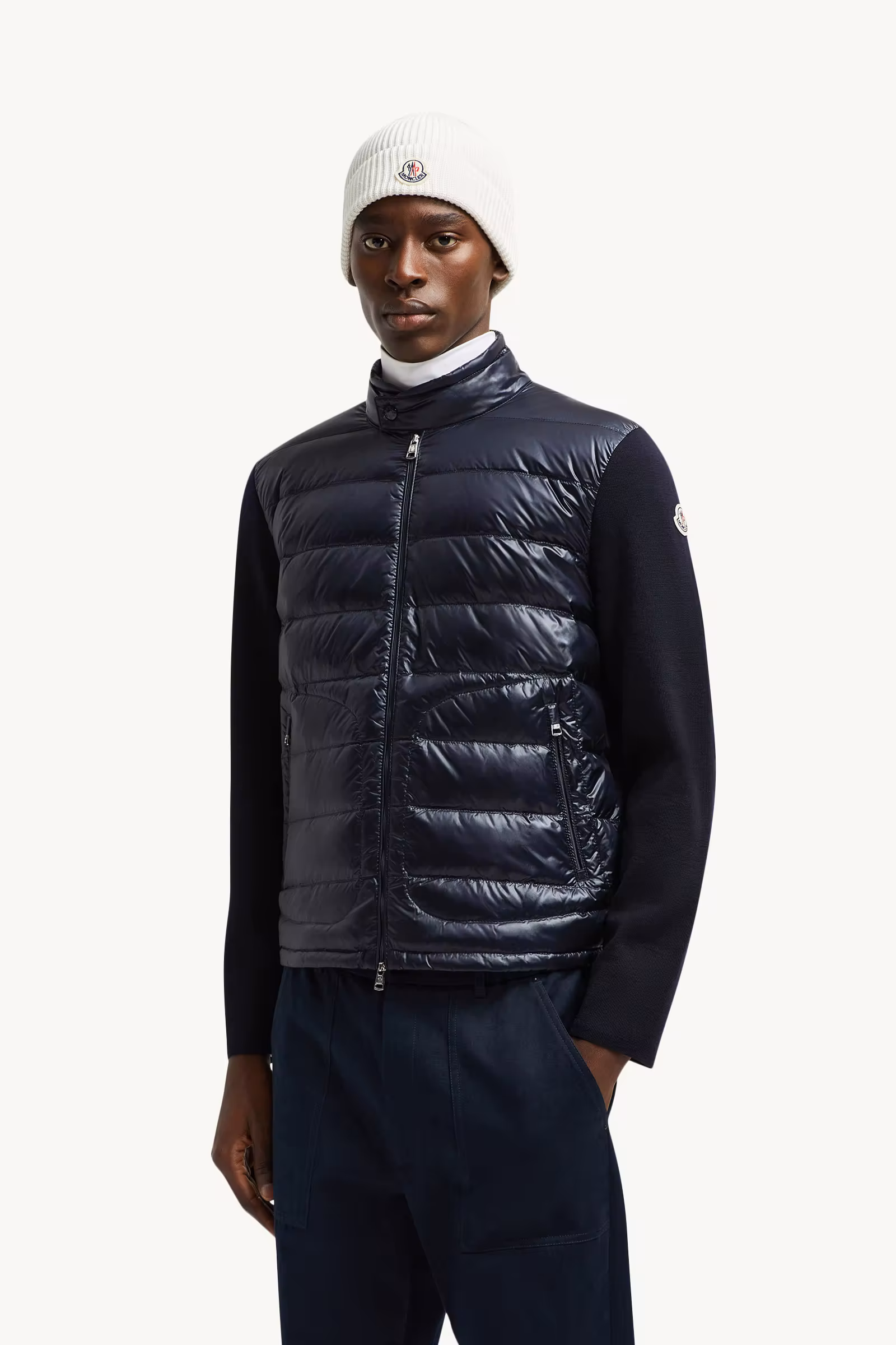 Padded Wool Zip-Up Cardigan