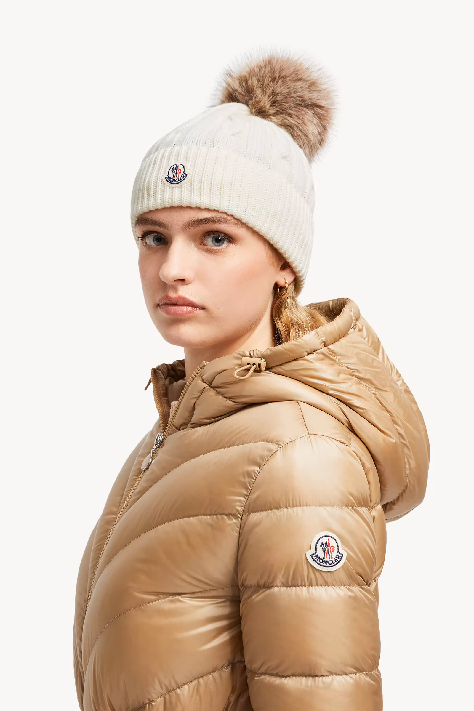 Wool & Cashmere Beanie with Faux Fur Pom Pom