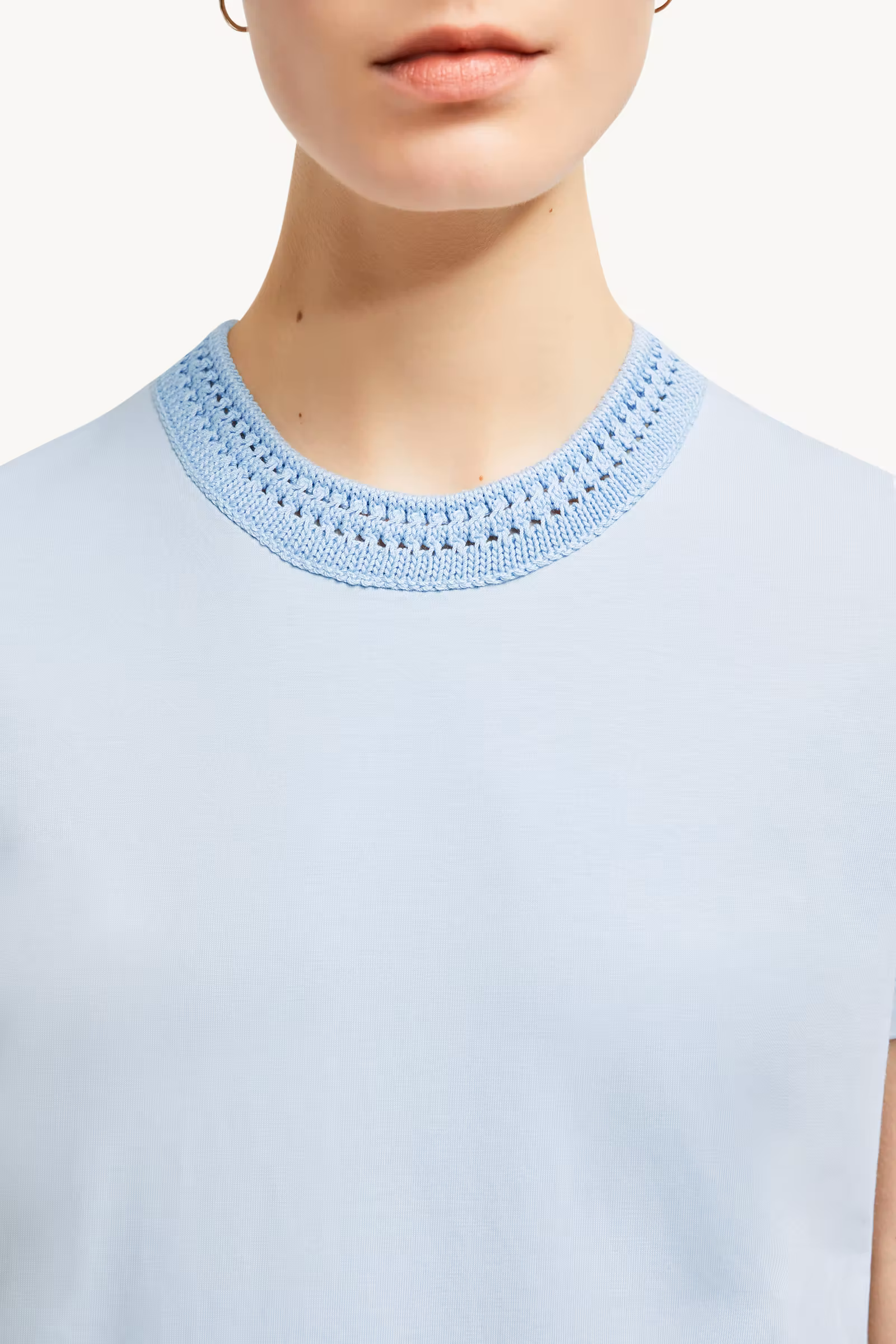 Crochet Accent Cotton T-Shirt