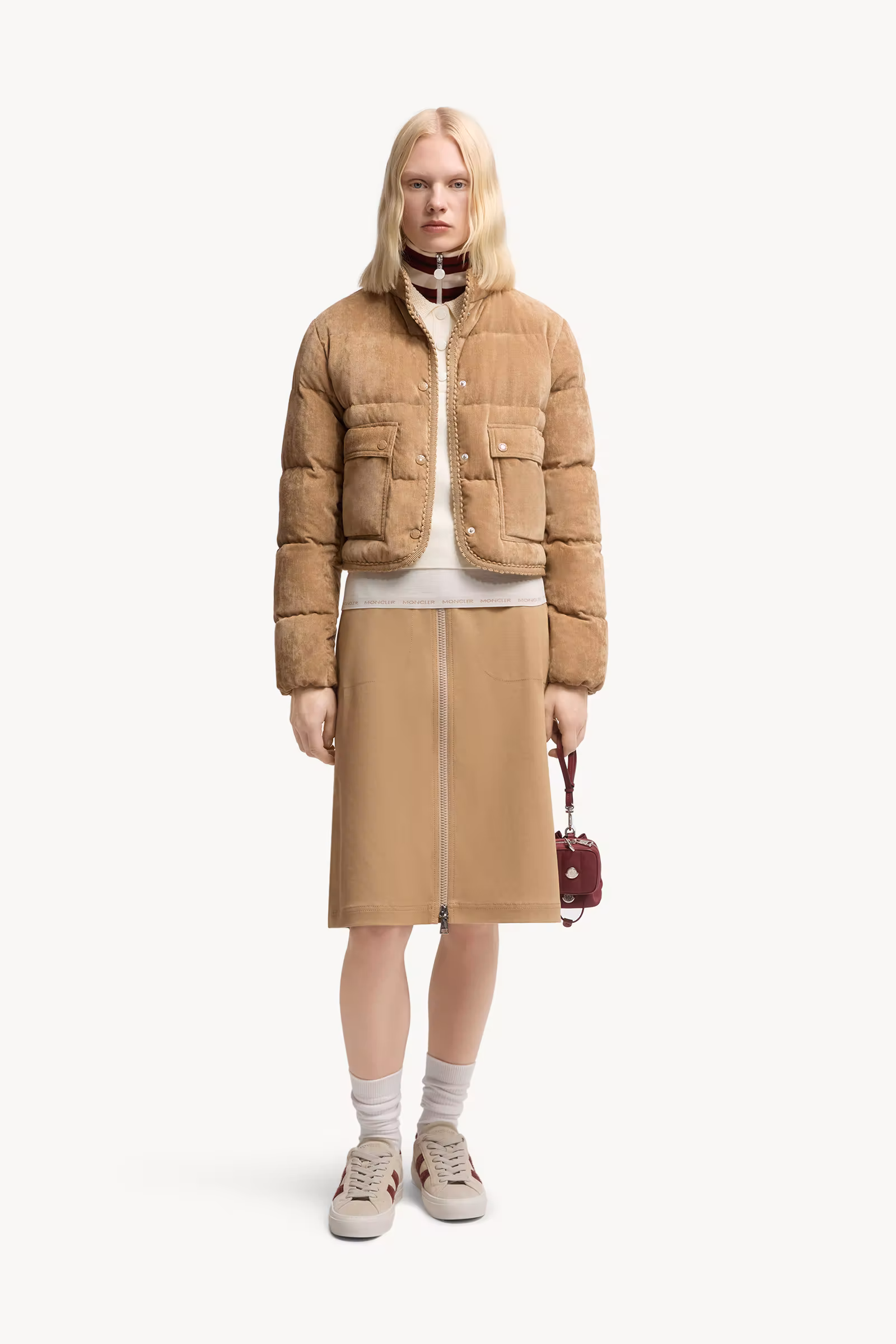 Essarts Braided Trim Corduroy Short Down Jacket