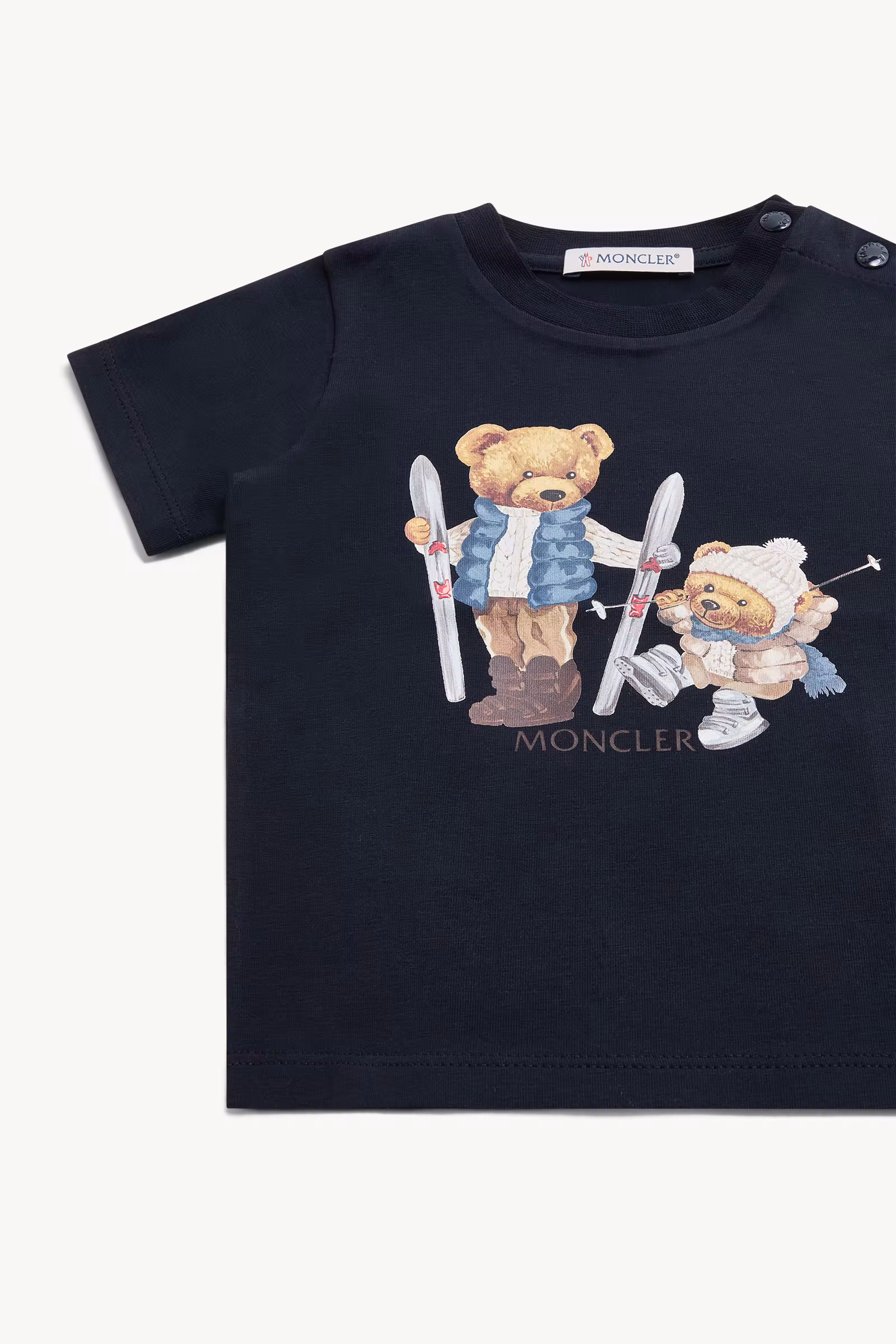 Teddy Bear Motif Cotton T-Shirt