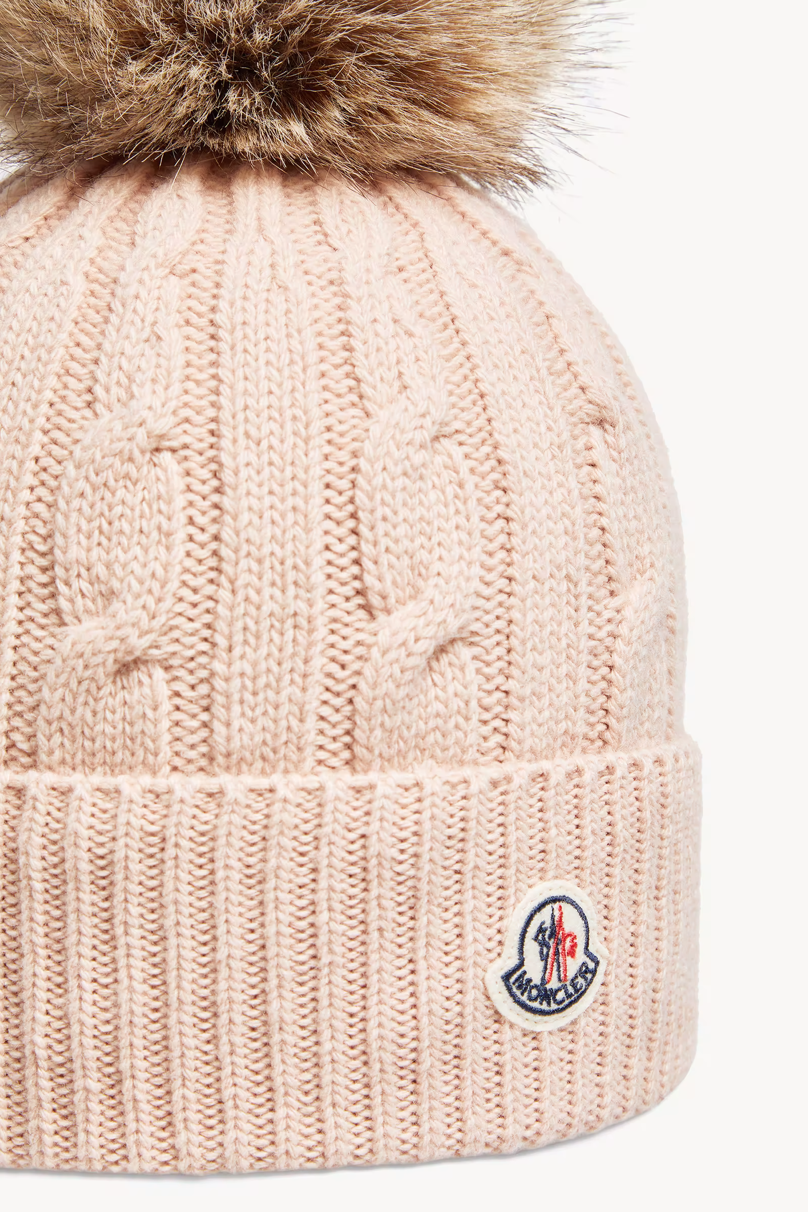 Wool & Cashmere Beanie with Faux Fur Pom Pom