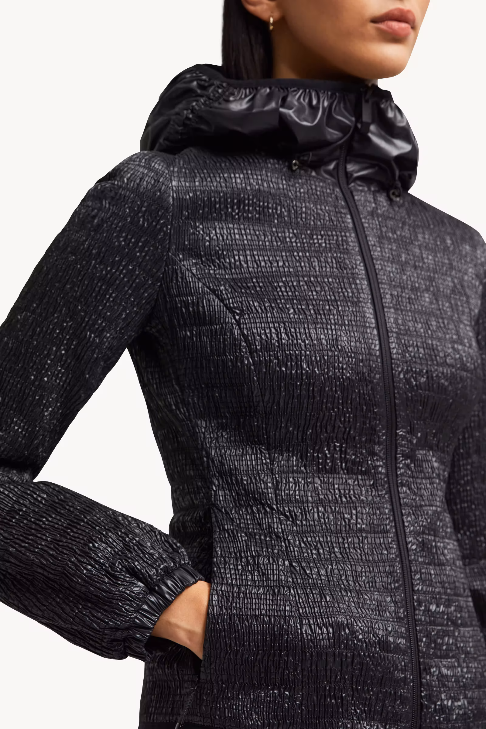 Yville Hooded Ruched Windbreaker