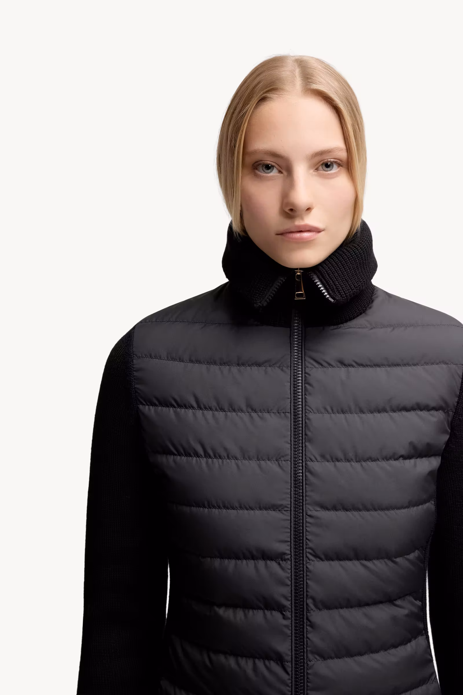 Padded Wool Zip-Up Cardigan