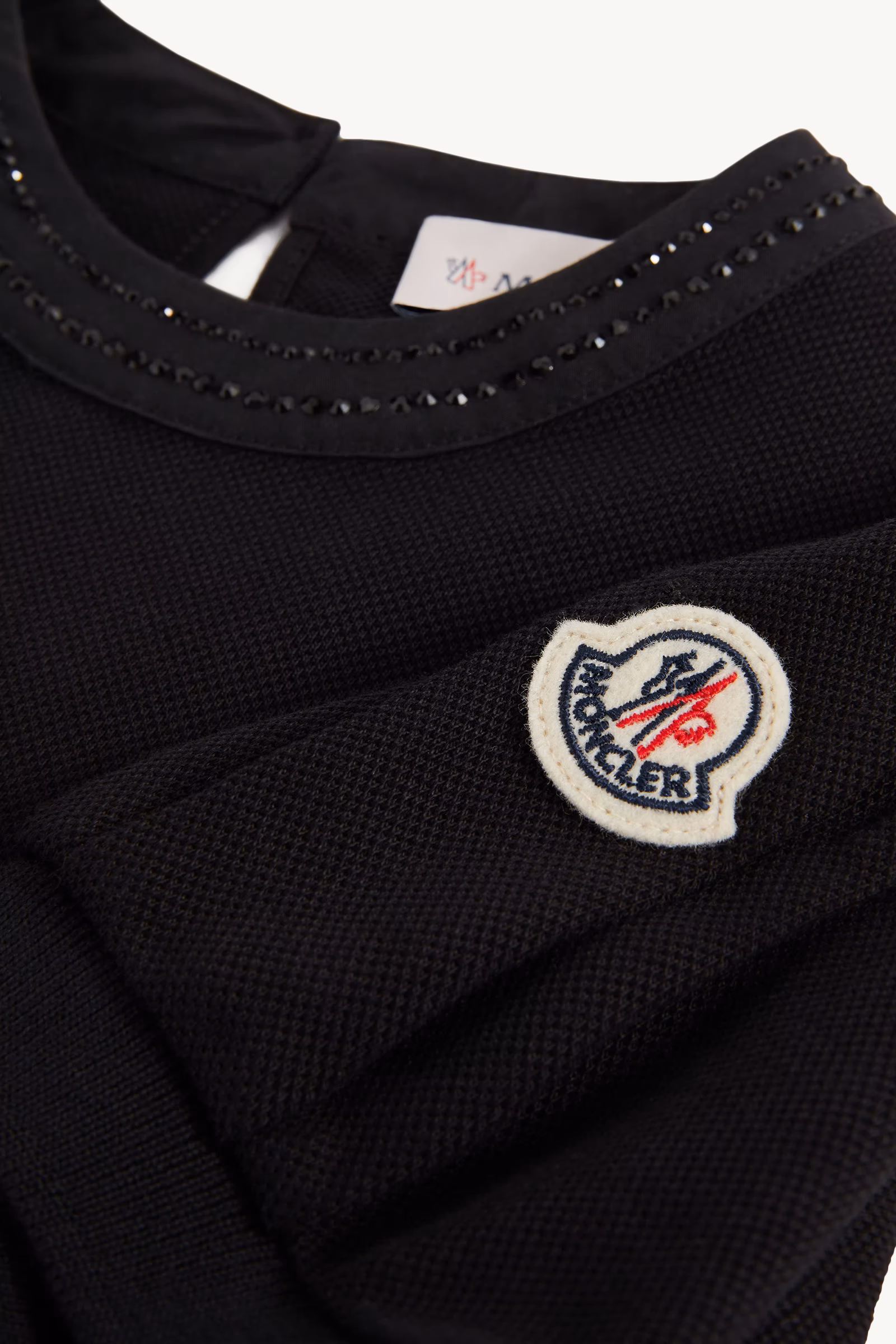 Rhinestones Cotton Piquet Polo Dress