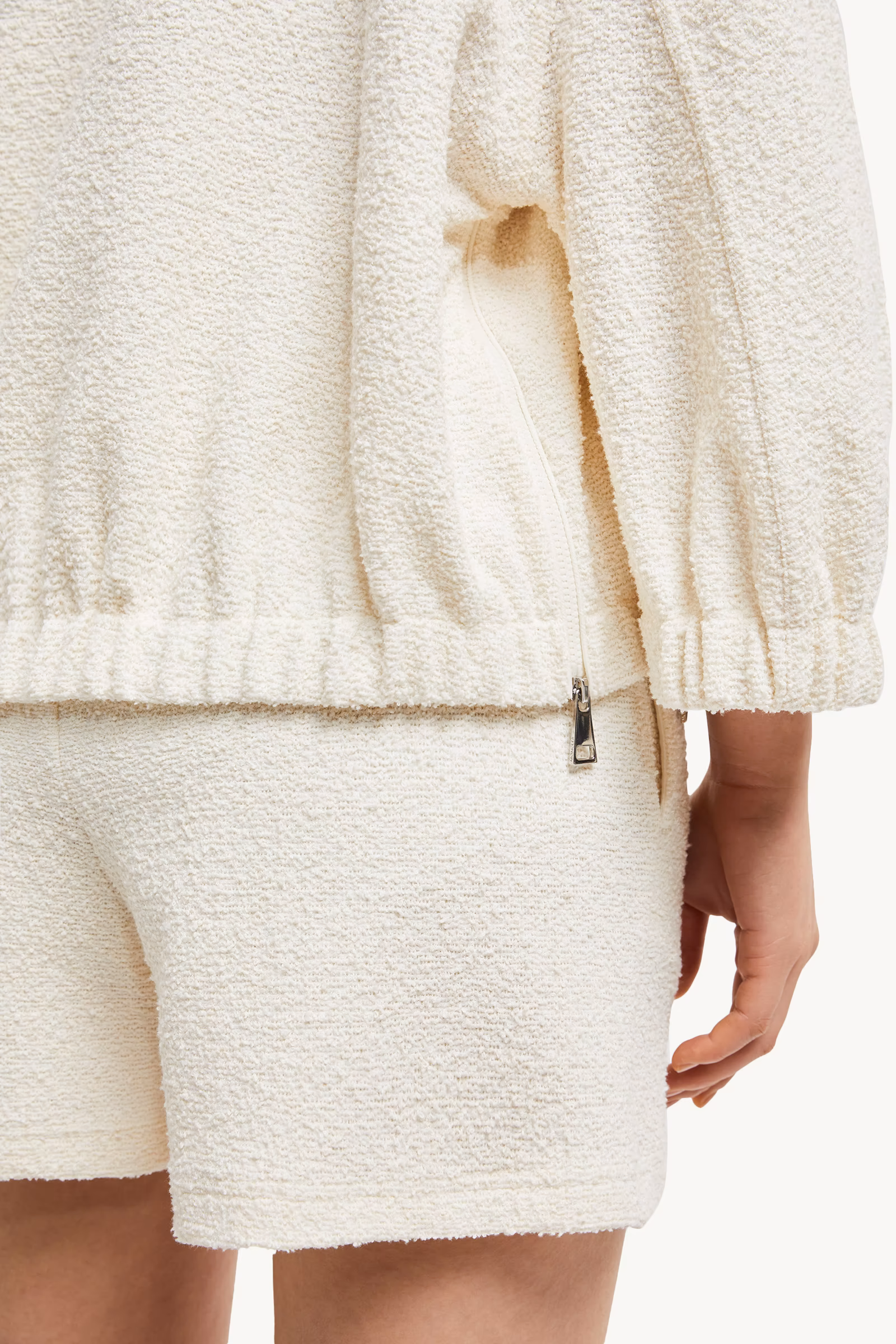 2-in-1 Bouclé Zip-Up Cardigan