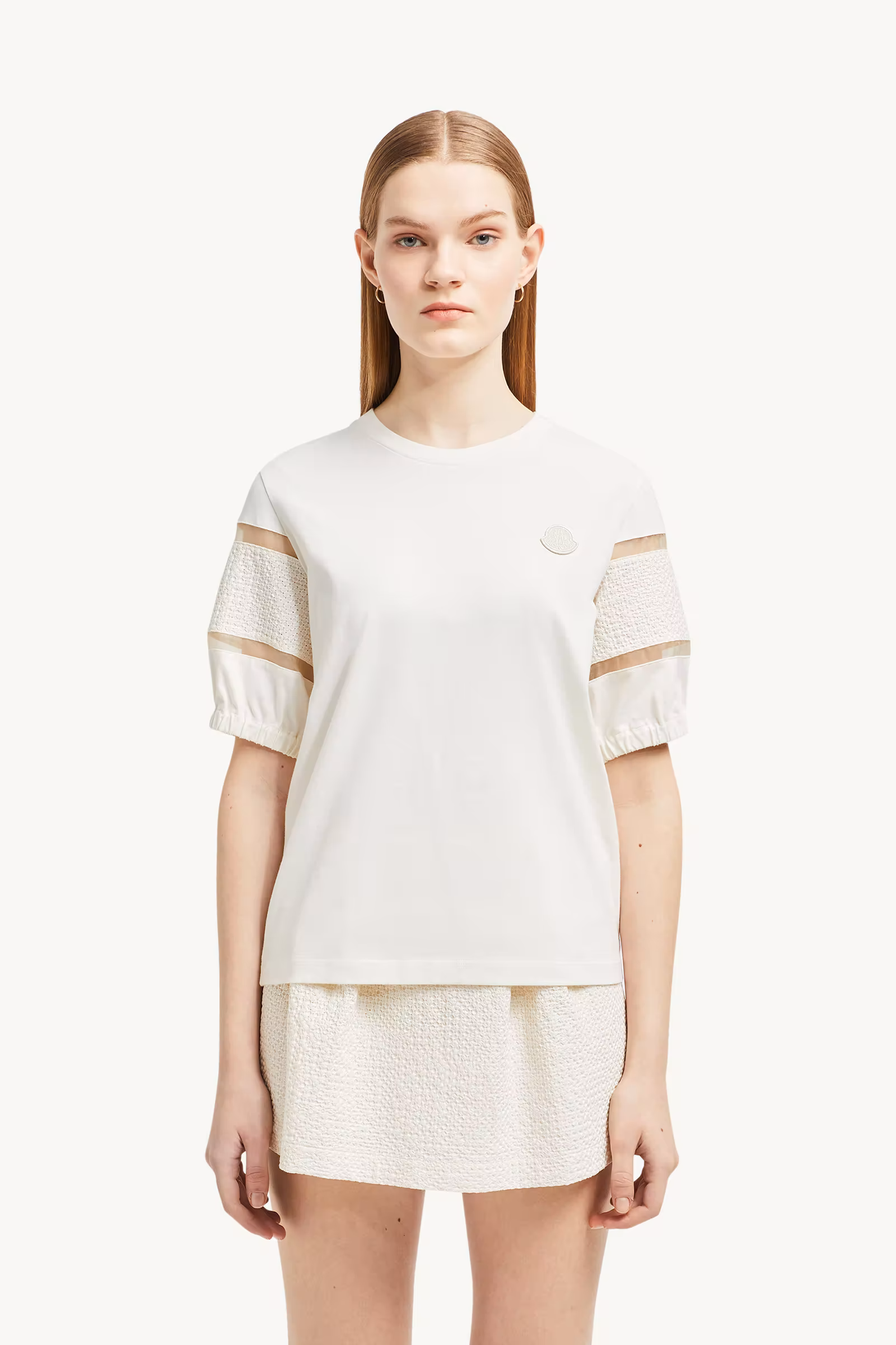 Silk Trim Cotton T-Shirt