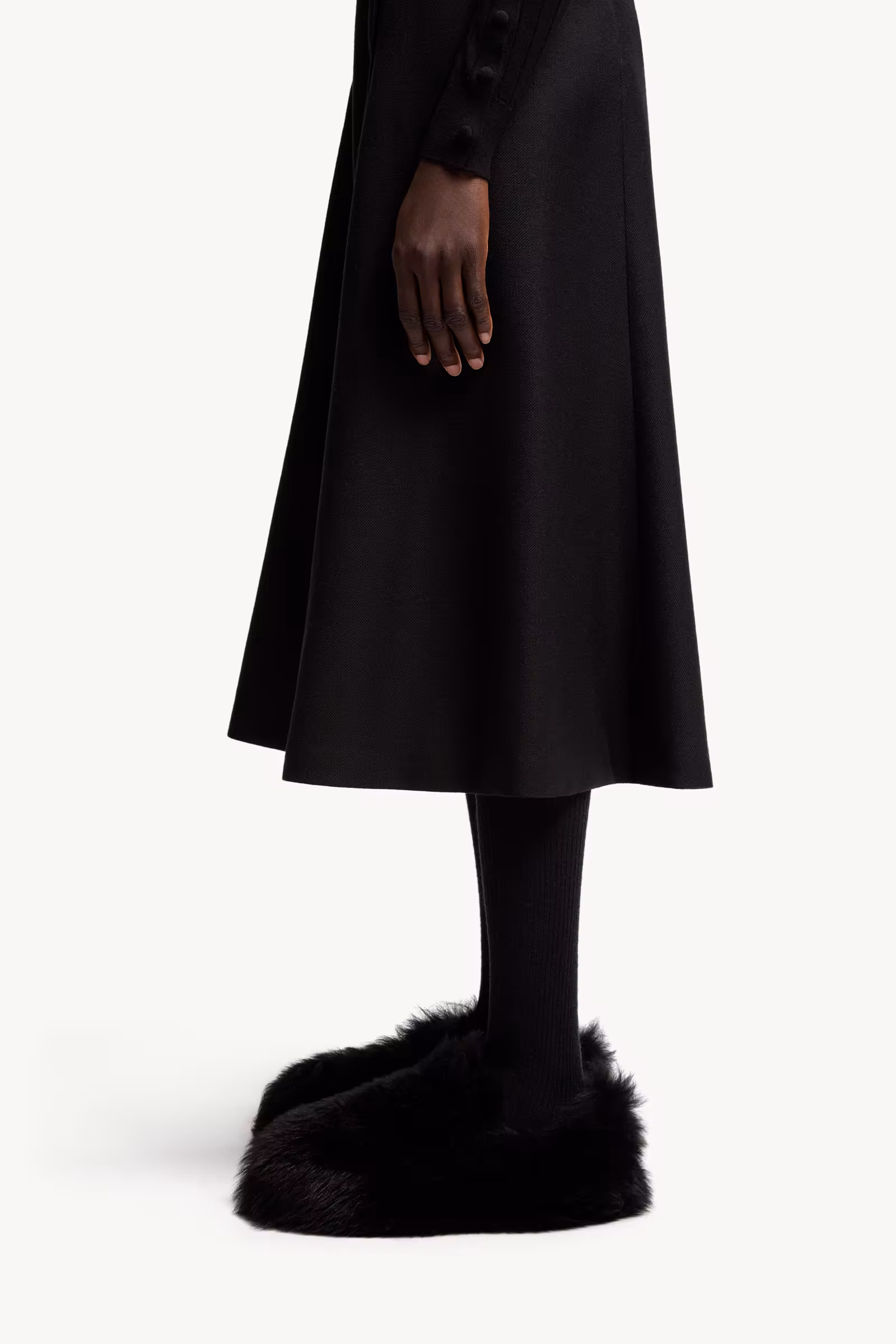 Mouliné Wool Midi Skirt