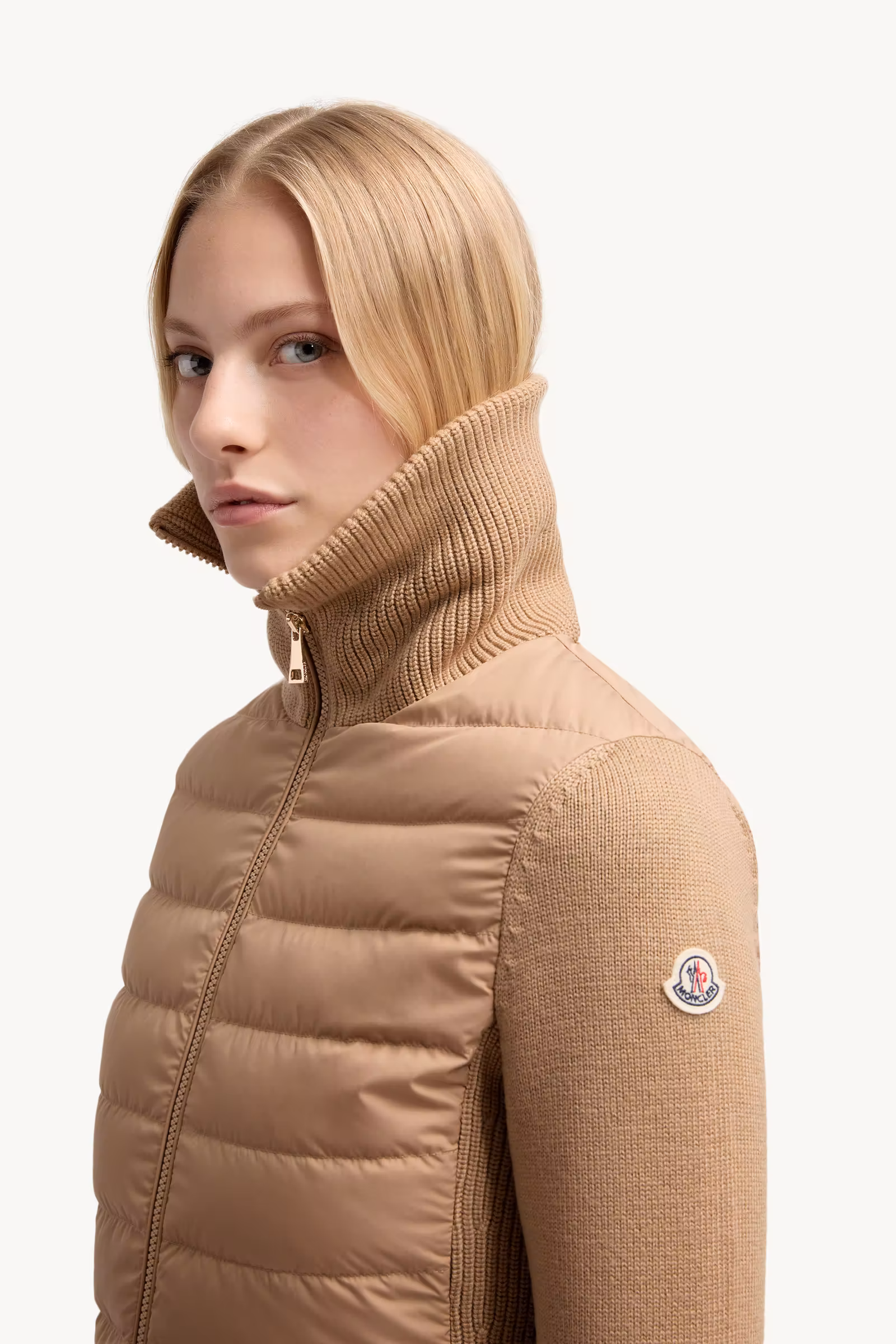 Padded Wool Zip-Up Cardigan