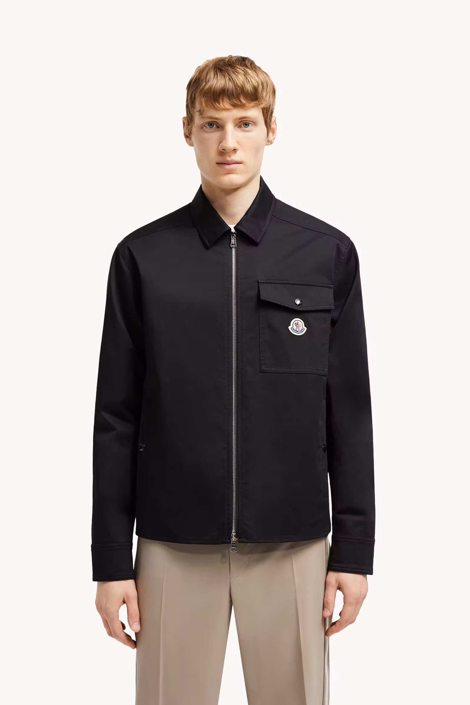 Cotton Gabardine Zip-Up Shirt Jacket