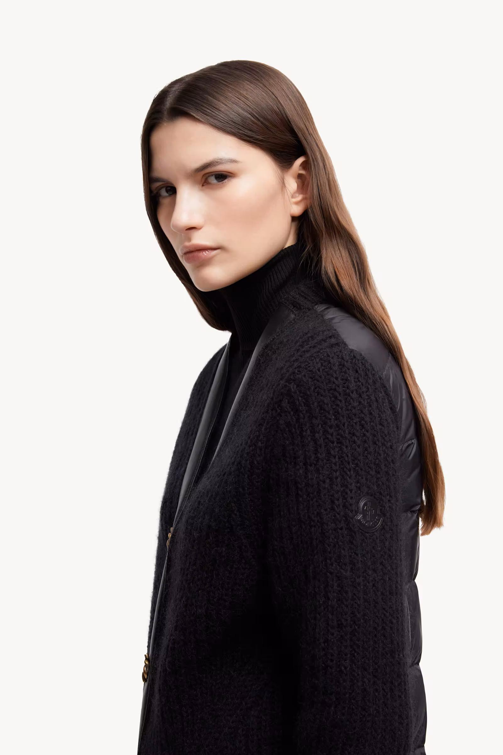 Leather-Trimmed Wool & Mohair Padded Cardigan