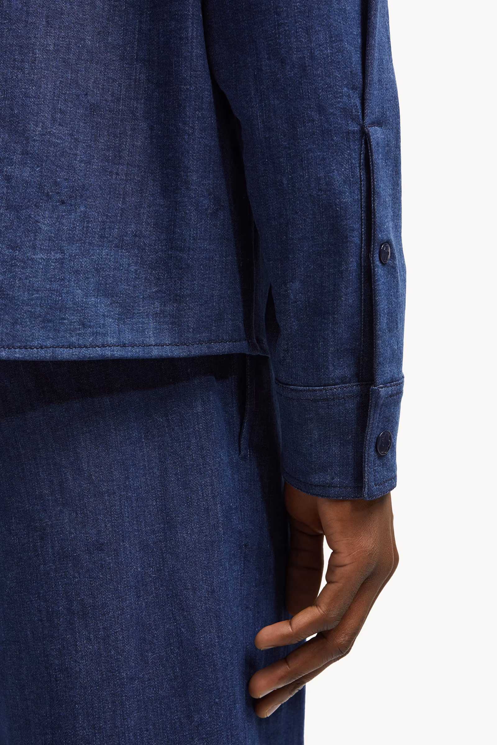 Denim Long Sleeve Zip-Up Shirt