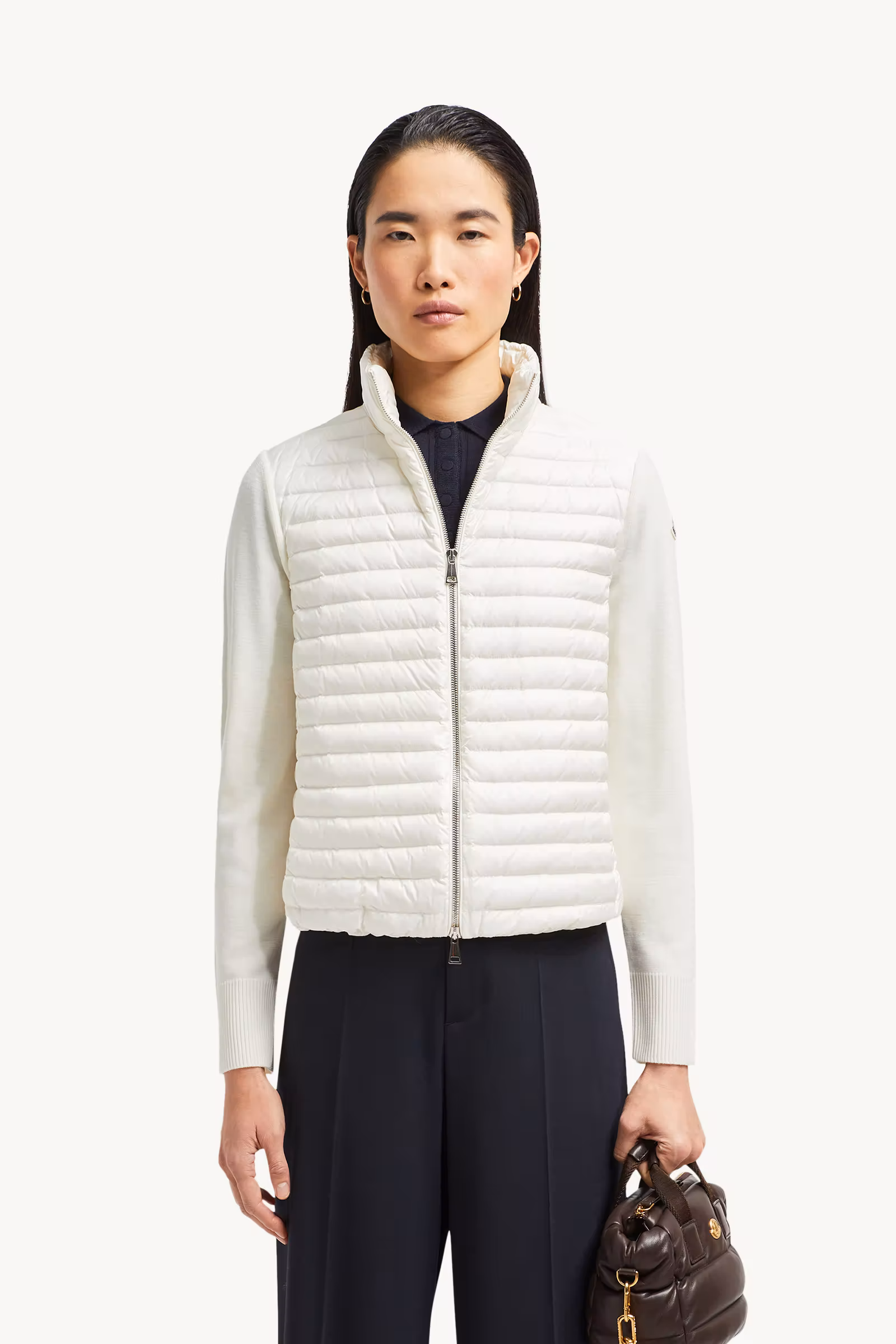 Padded Wool Zip-Up Cardigan