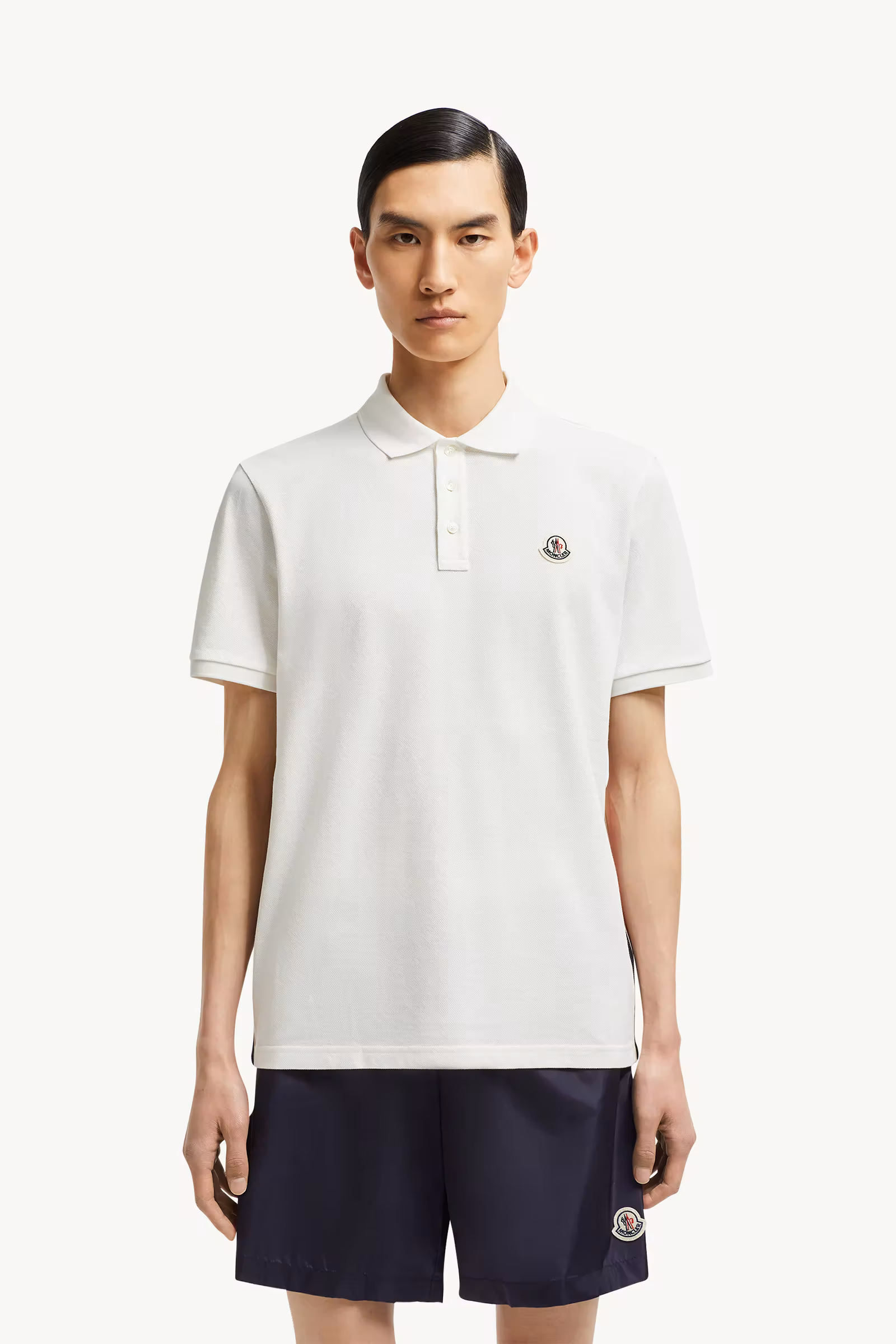 Striped Accent Cotton Piquet Polo Shirt