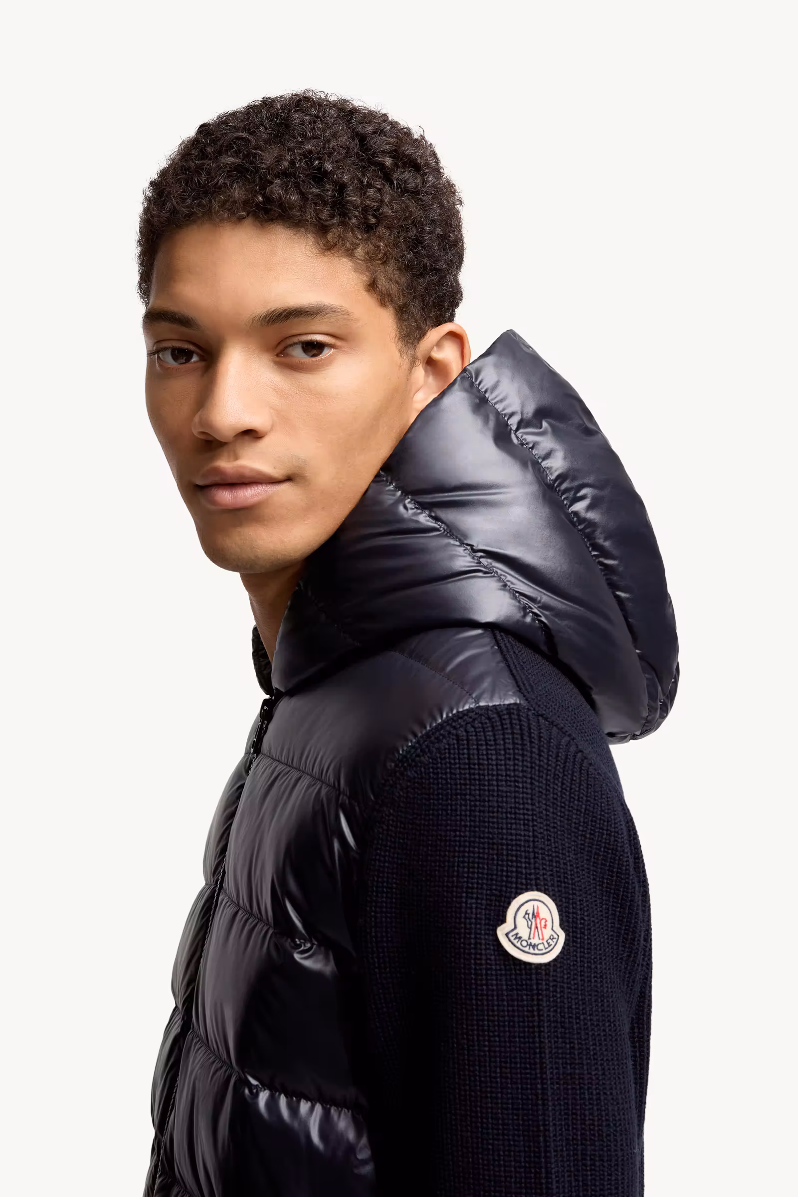 Padded Wool Zip-Up Hoodie