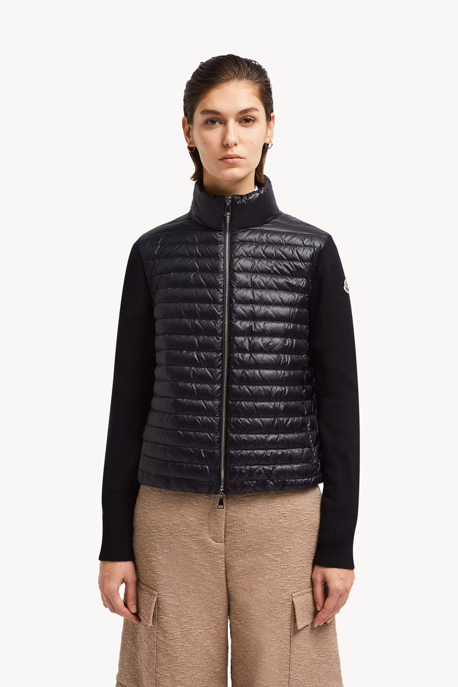 Padded Wool Zip-Up Cardigan