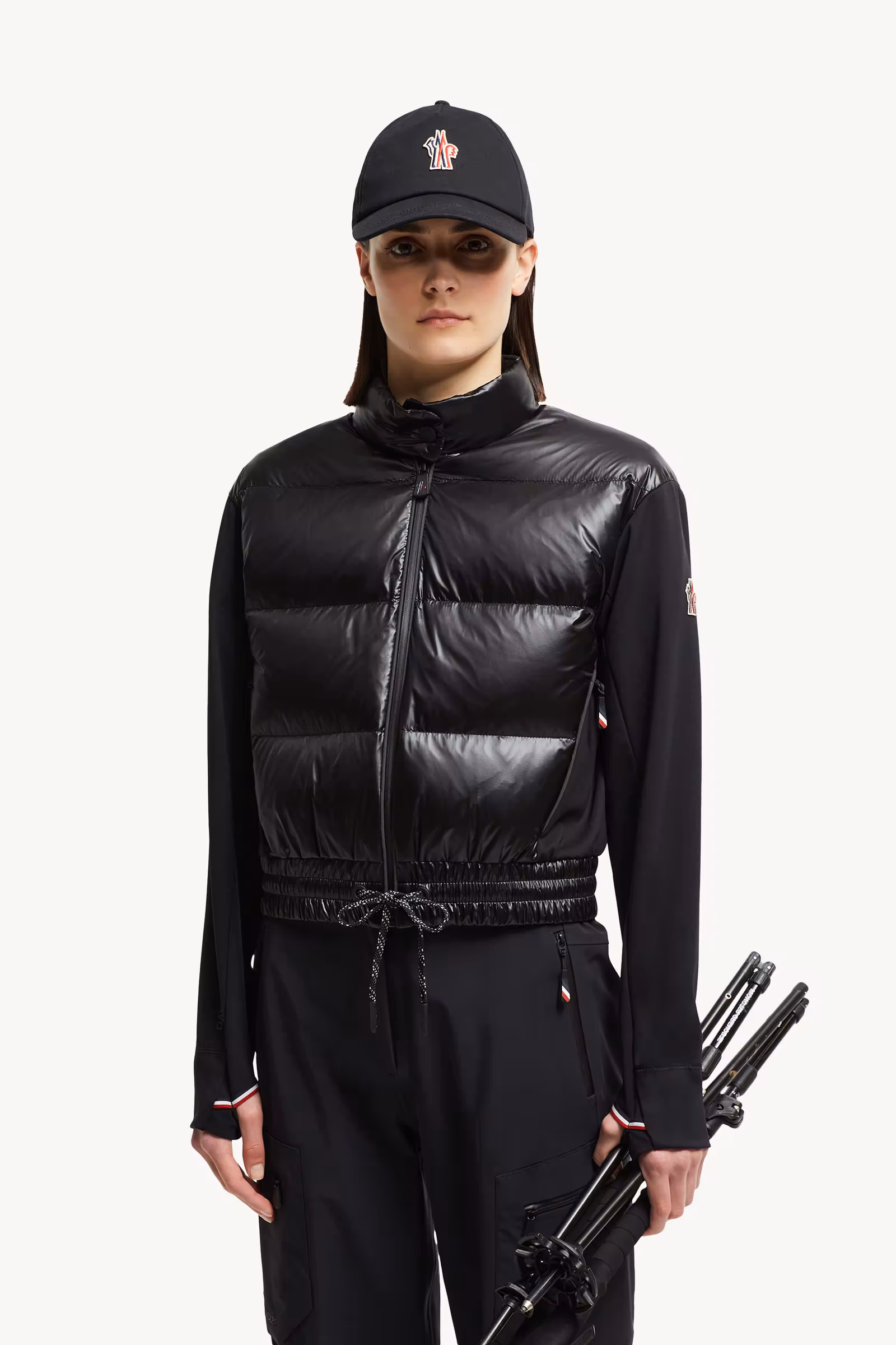 Padded Zip-Up Jersey Cardigan