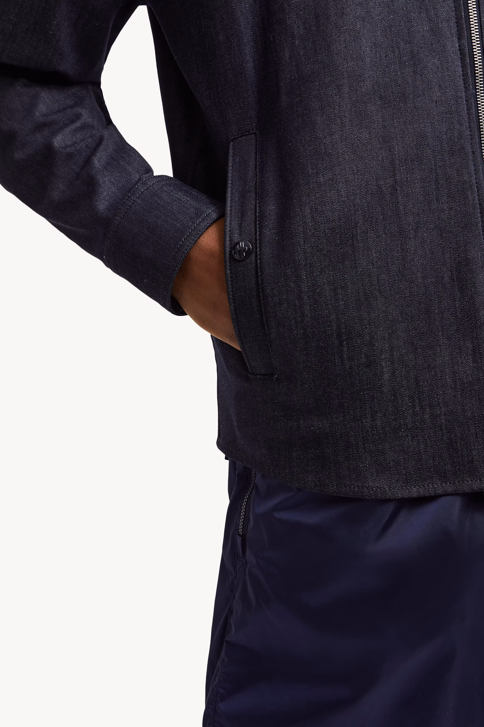 Denim Long Sleeve Zip-Up Shirt