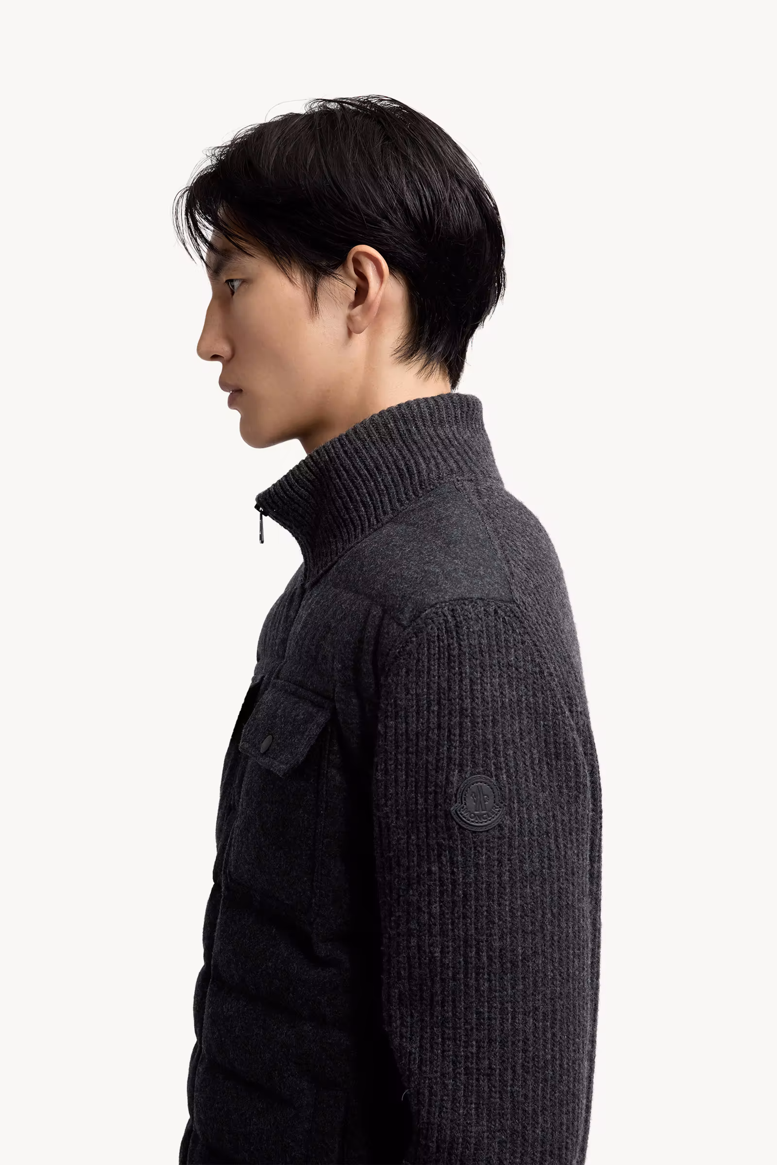 Padded Wool Zip-up Cardigan