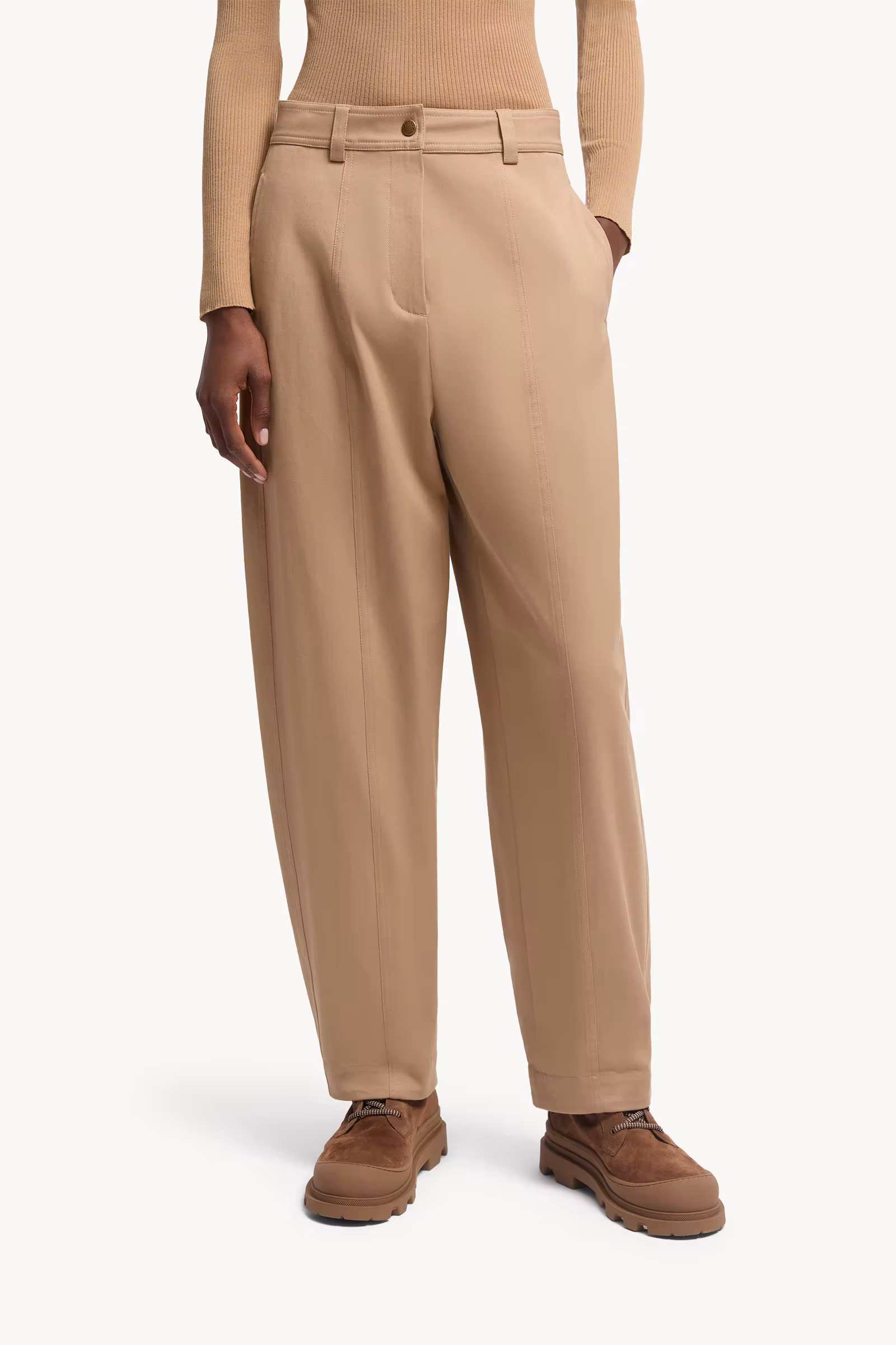 Straight Leg Cotton Gabardine Pants