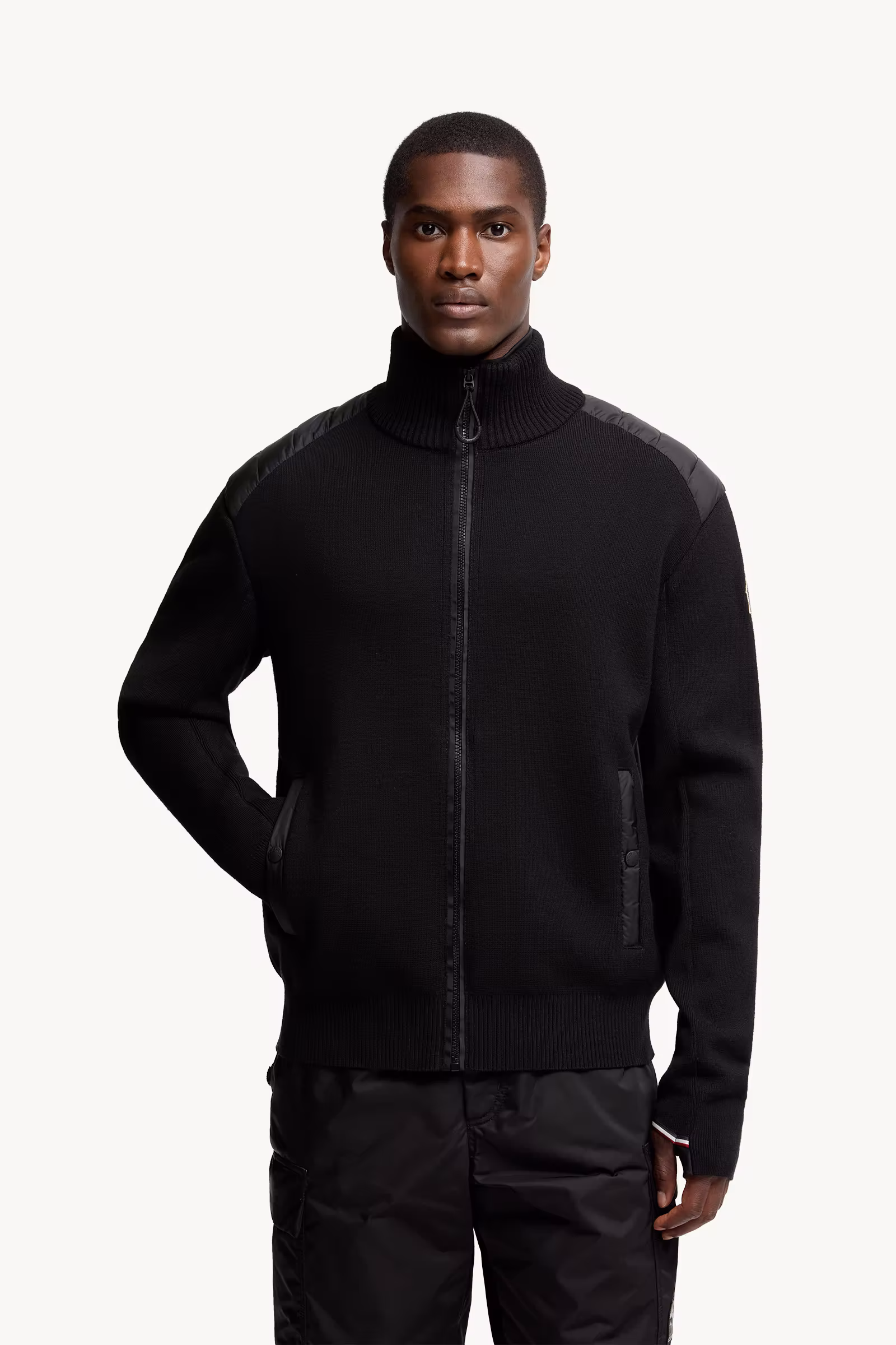 Padded Wool Zip-Up Cardigan