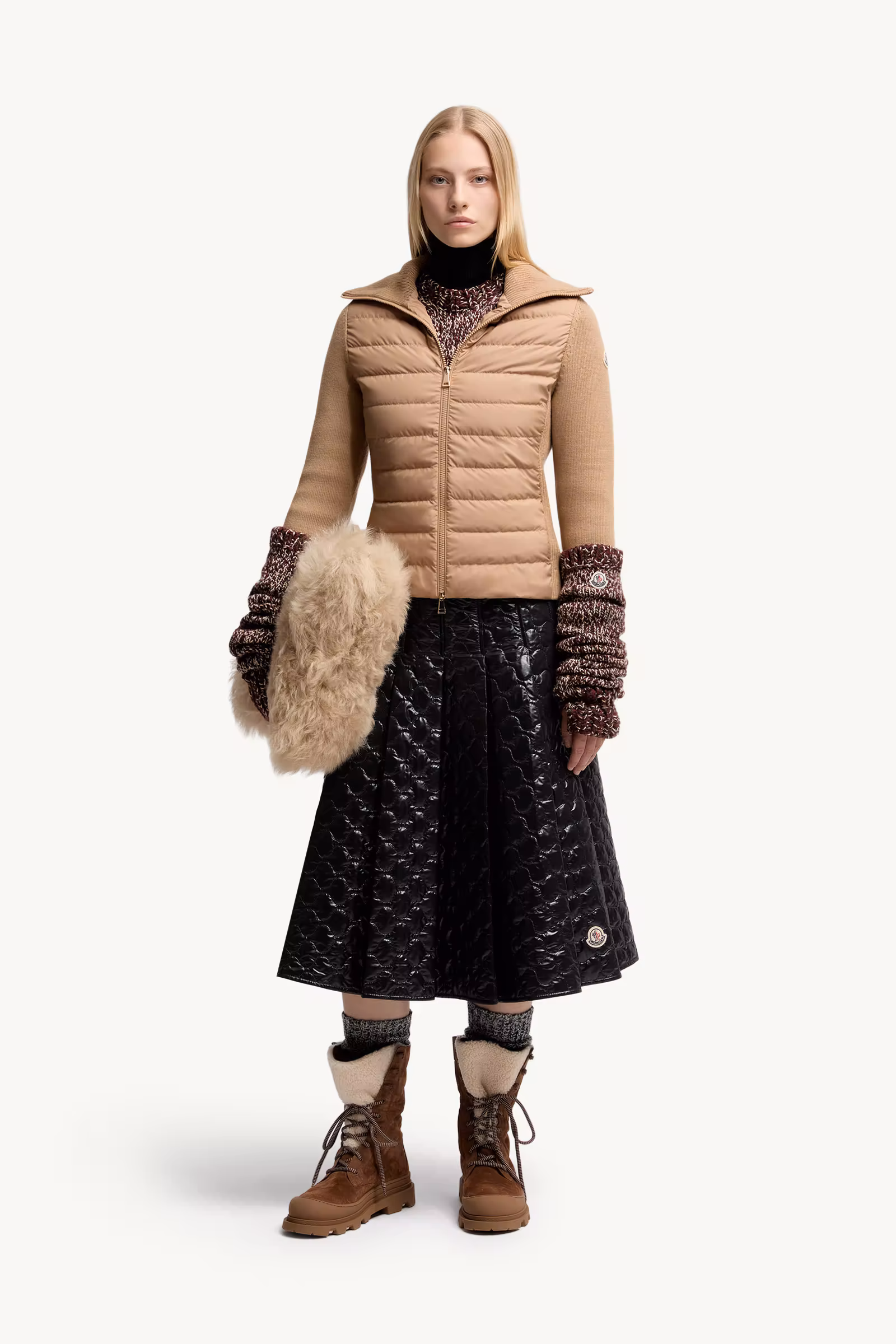 Padded Wool Zip-Up Cardigan