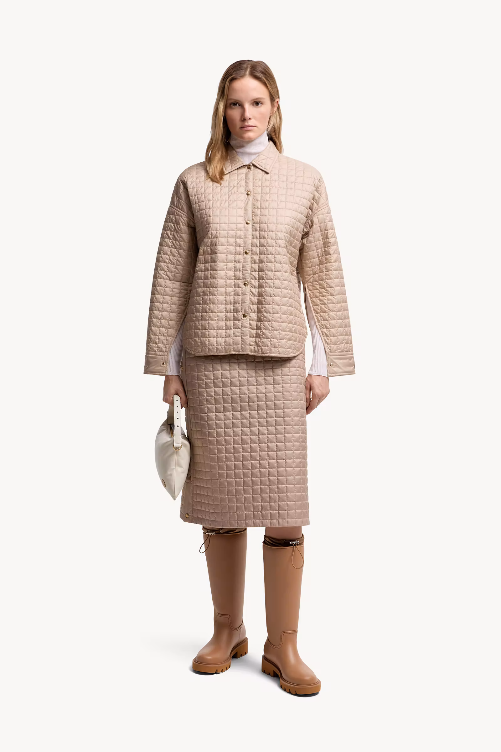 Square-Quilted Reversible Padded Shirt