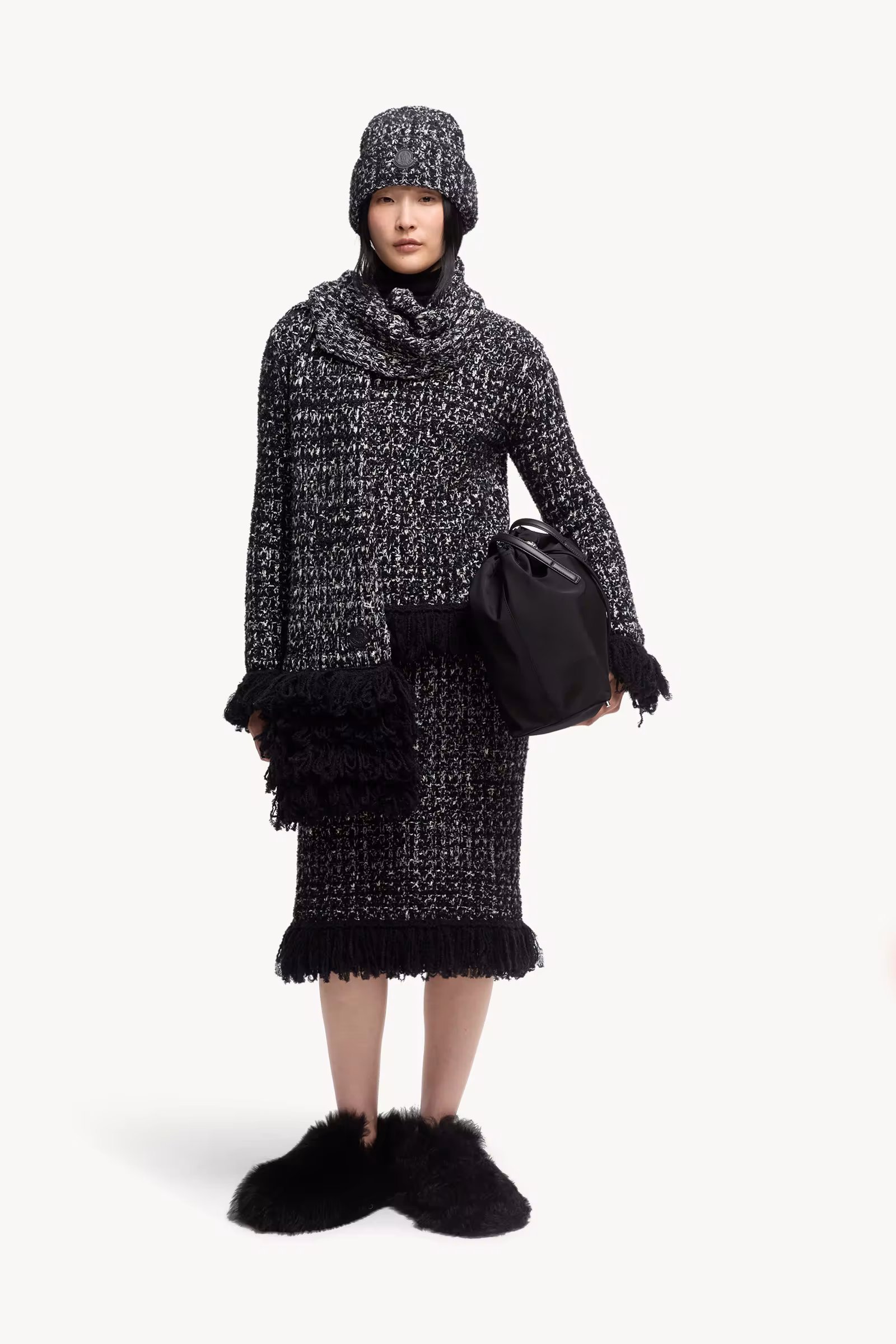 Fringe-Trim Wool Blend Skirt