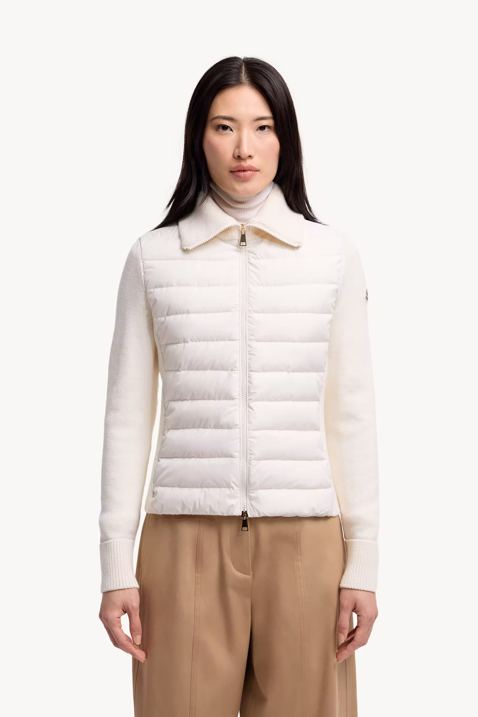 Padded Wool Zip-Up Cardigan