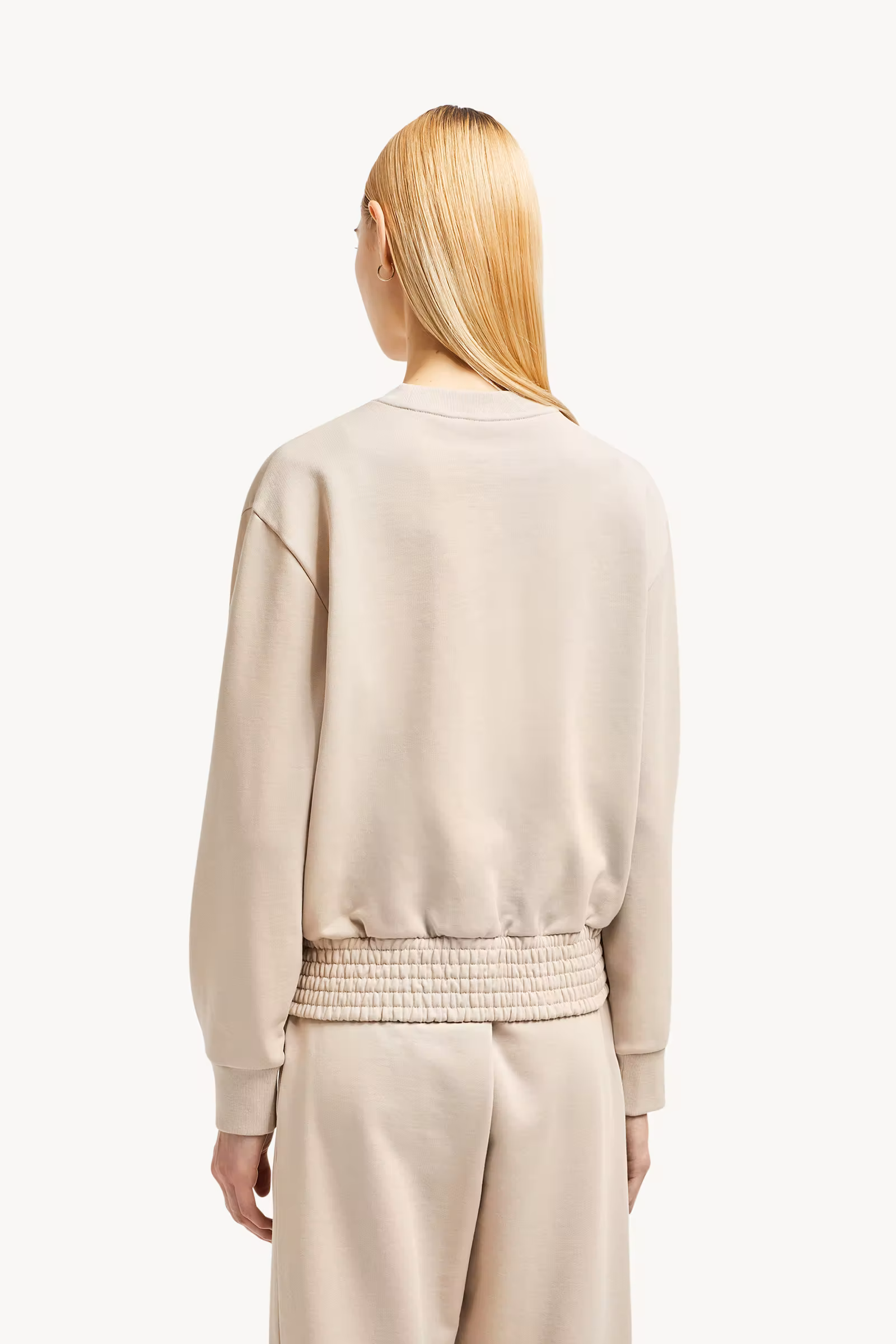 Pleated Sleeve Cotton Sweatshirt