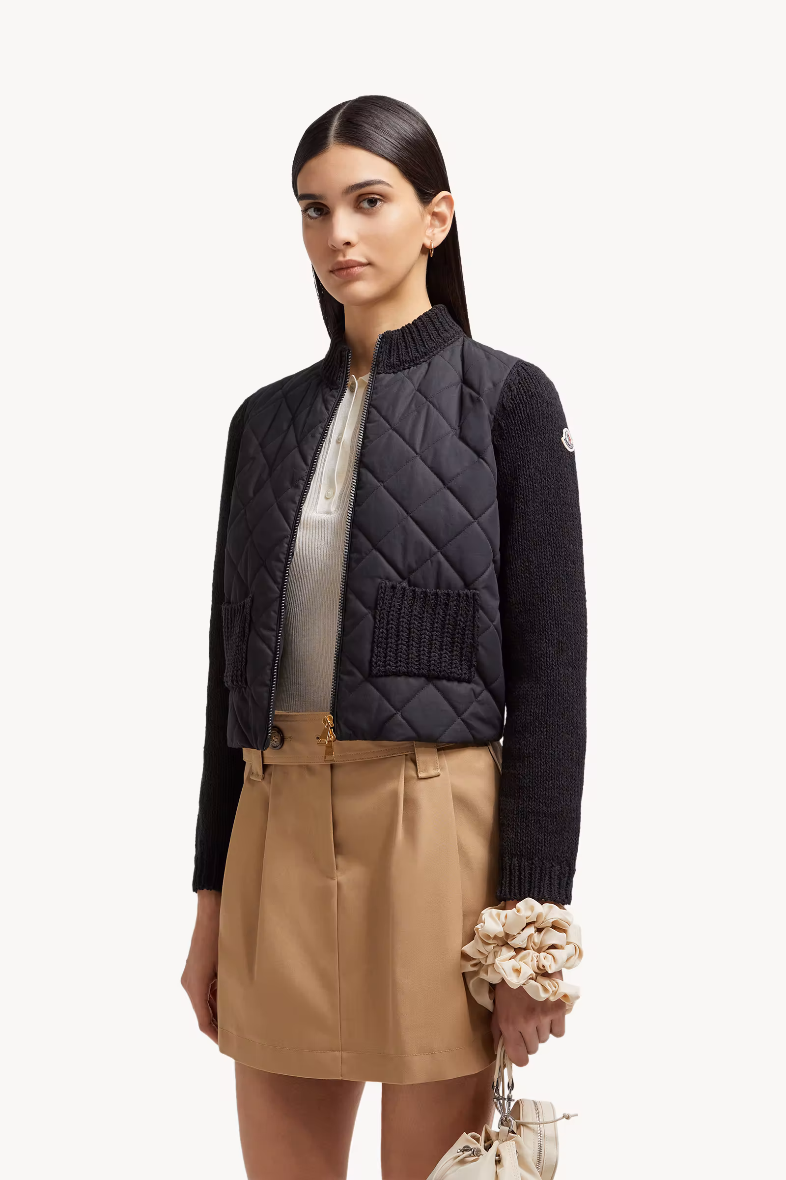 Padded Cotton Zip-Up Cardigan