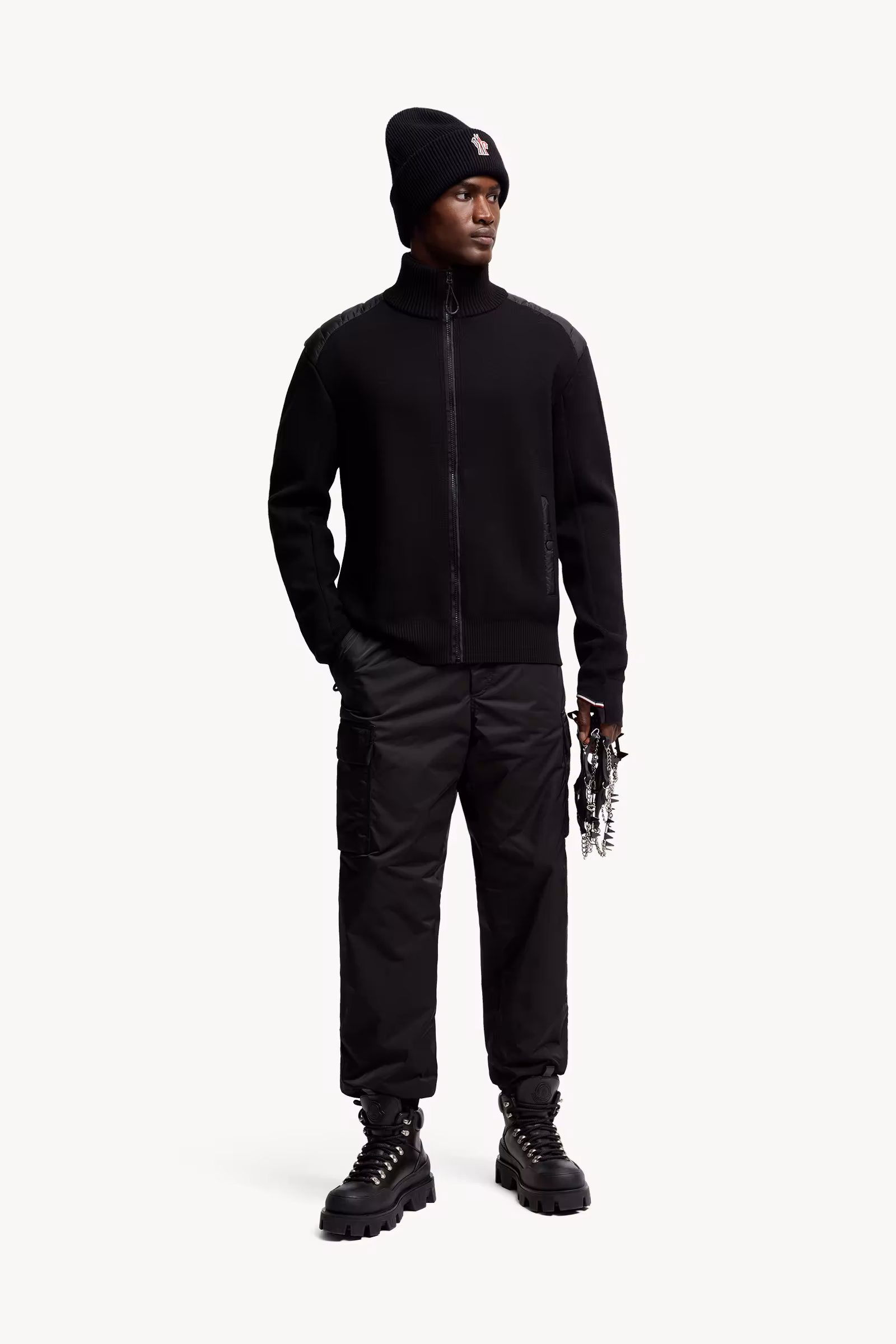 Padded Wool Zip-Up Cardigan